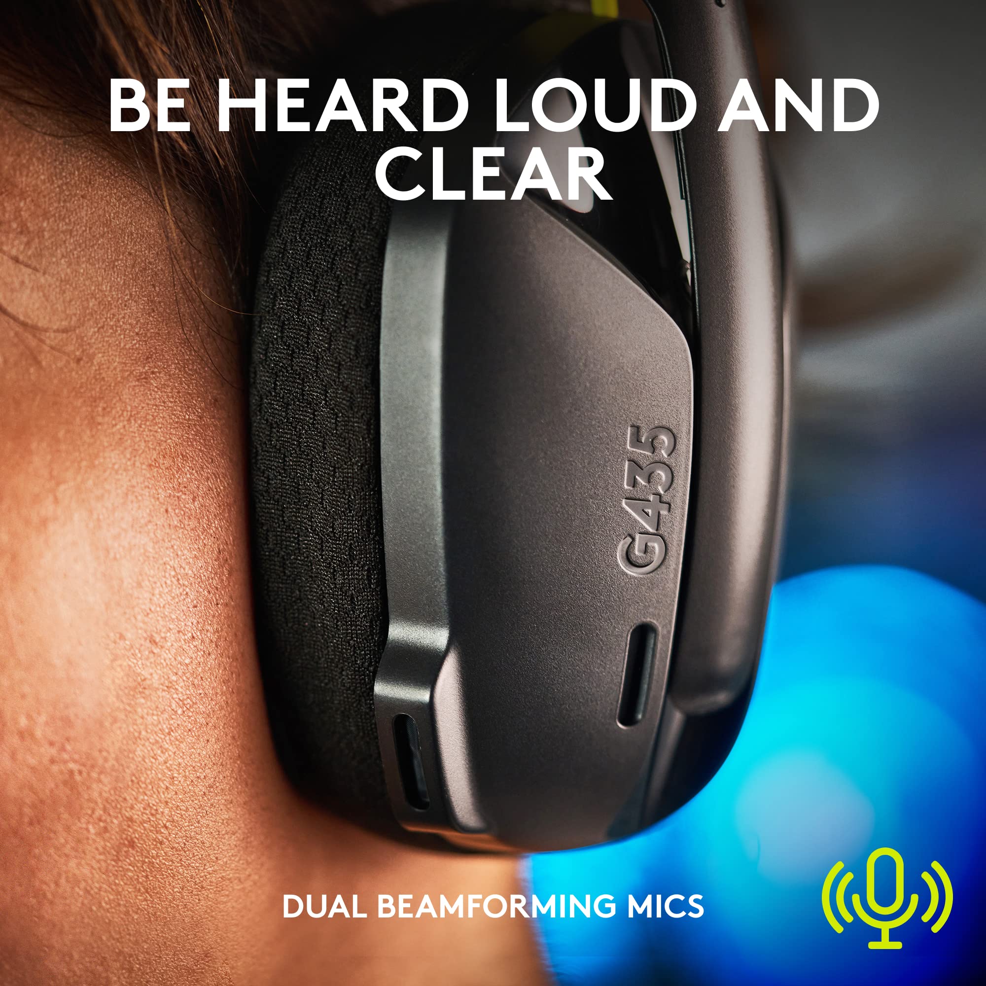 Logitech G435 Lightspeed & Bluetooth Wireless Gaming Headset - Lightweight Over-Ear Headphones, Built-in mics, 18h Battery, Dolby Atmos, PC, PS4, PS5, Nintendo Switch/Switch 2, Mobile - Black ACCESSORIES Logitech G
