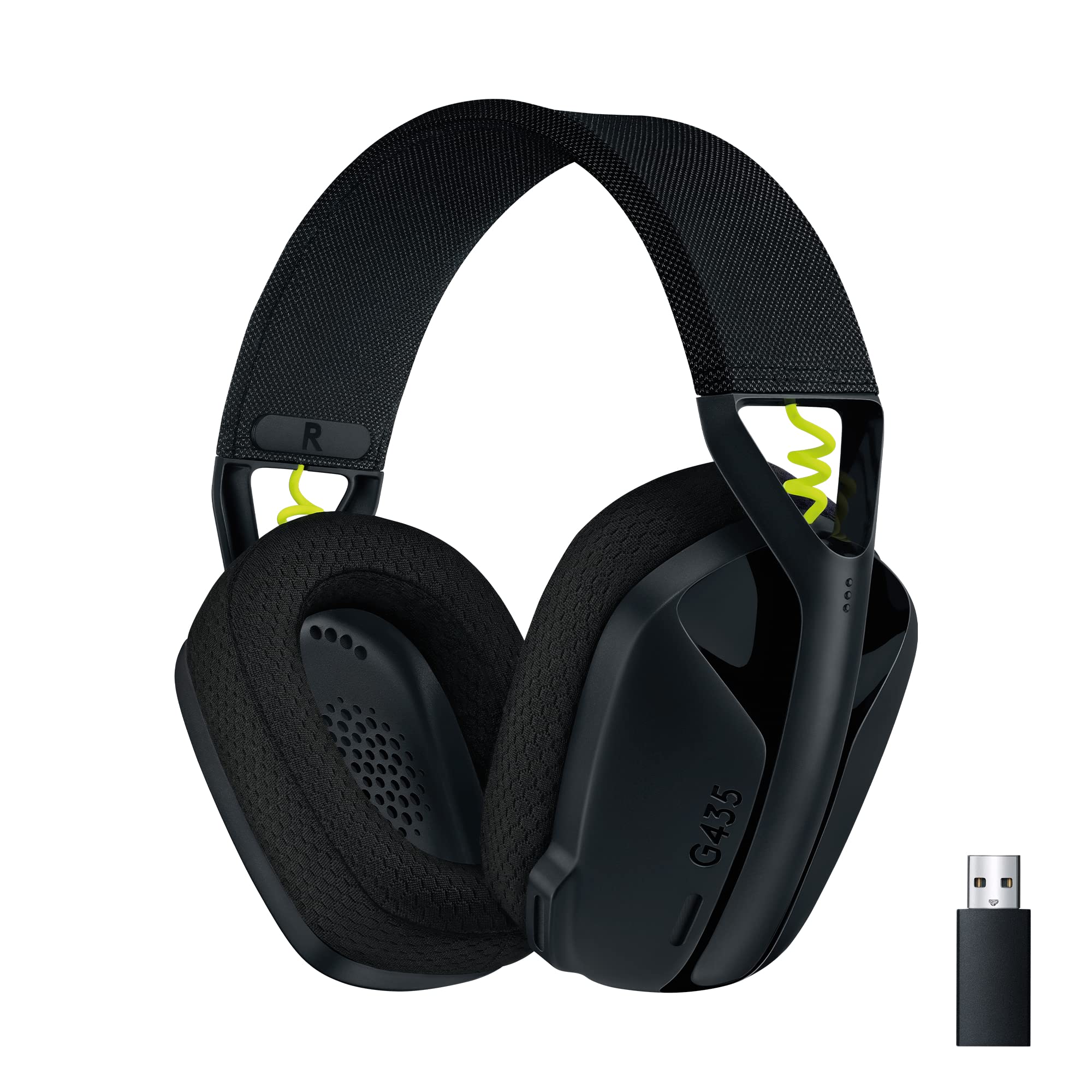 Logitech G435 Lightspeed & Bluetooth Wireless Gaming Headset - Lightweight Over-Ear Headphones, Built-in mics, 18h Battery, Dolby Atmos, PC, PS4, PS5, Nintendo Switch/Switch 2, Mobile - Black ACCESSORIES Logitech G