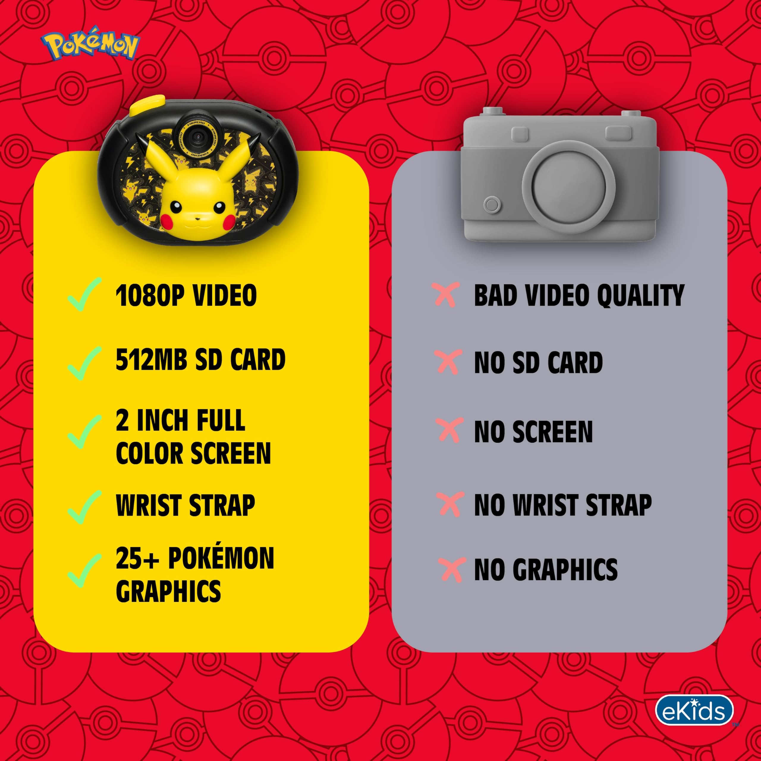 Pokemon Pikachu Kids Camera with SD Card Digital Camera with Video