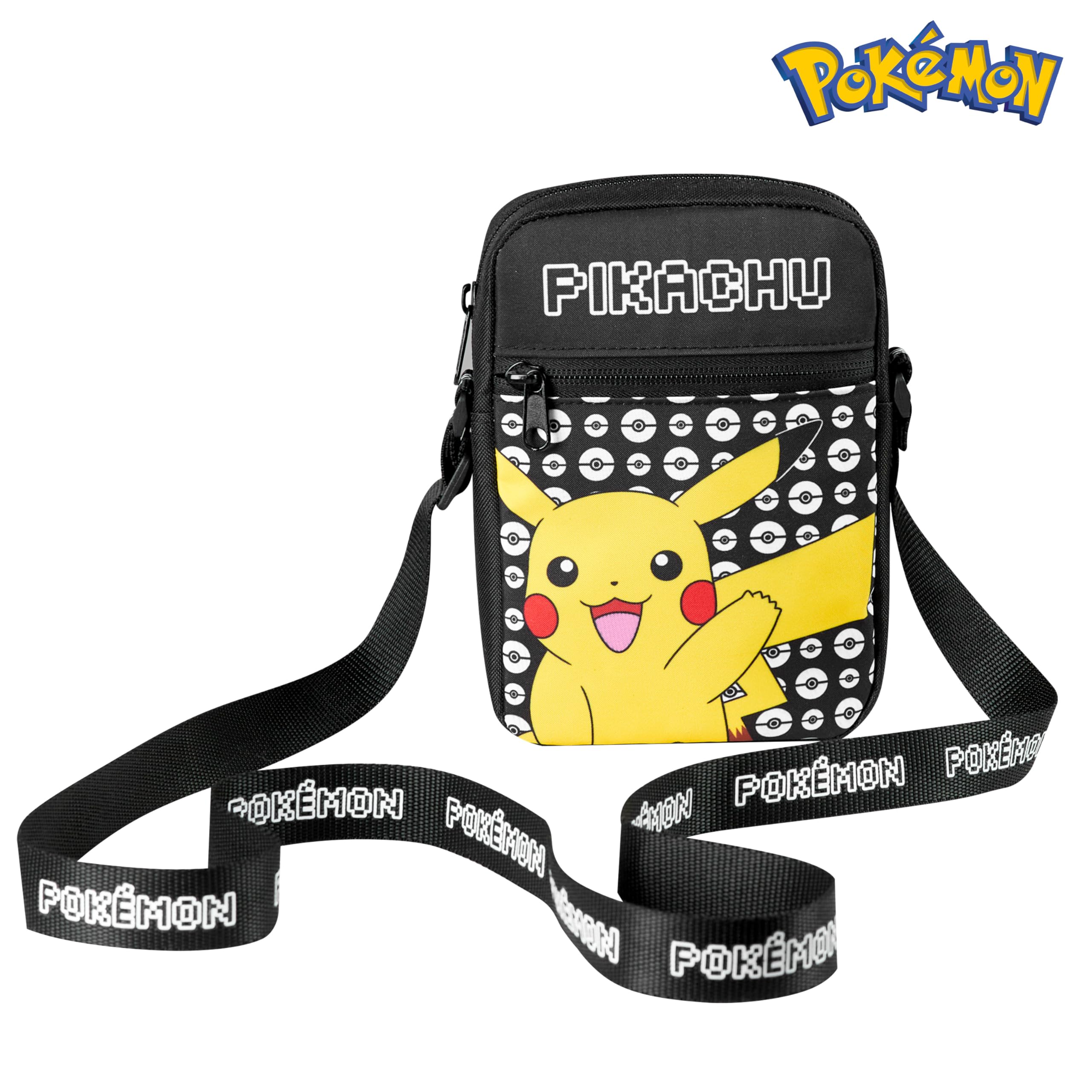Pokemon Shoulder Bag Cross Body Bag for Kids - Adjustable Strap Kids Pikachu Small Travel Bag - Gamer Gifts (Black Pikachu) HANDBAG Pokémon