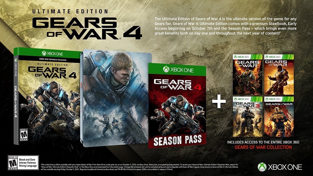 Amazon Exclusive: Gears of War 4 Collector's Edition - Outsider Variant (Includes Ultimate Edition SteelBook + Season Pass) - (XB1) Xbox One