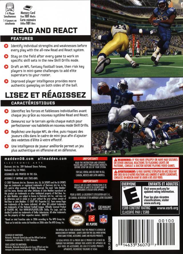 Madden NFL 08 - (GC) GameCube [Pre-Owned] Video Games EA Sports   