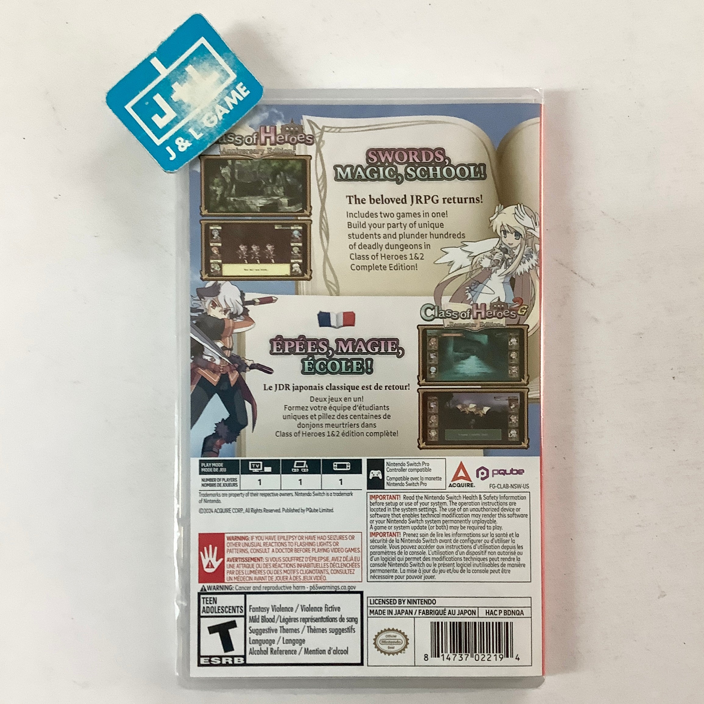 Jeu Class Of Heroes 1 & 2 Complete Edition Switch - Neuf En Anglais