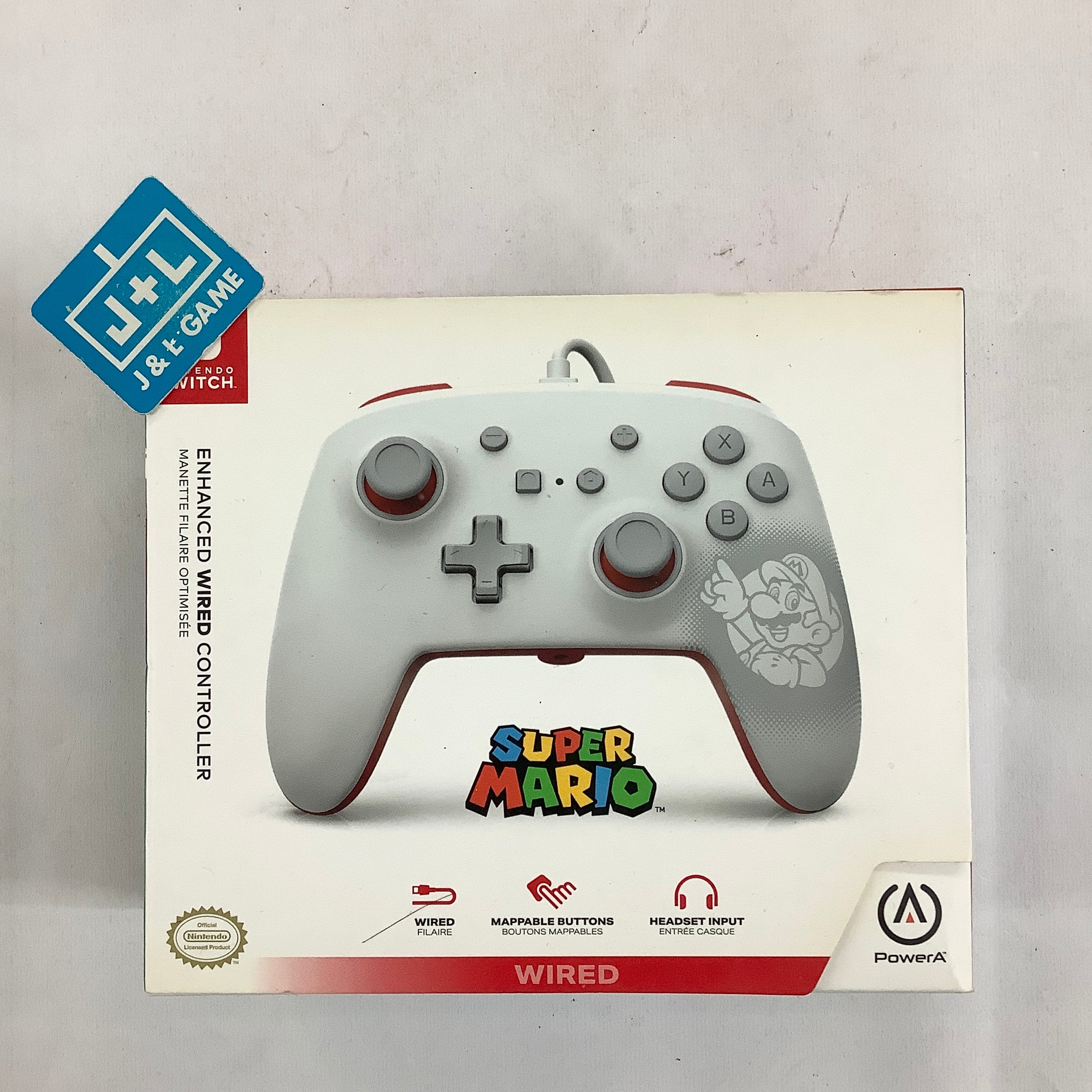 PowerA Enhanced Wired Controller (Mario White) - (NSW Nintendo Switch ACCESSORIES PowerA