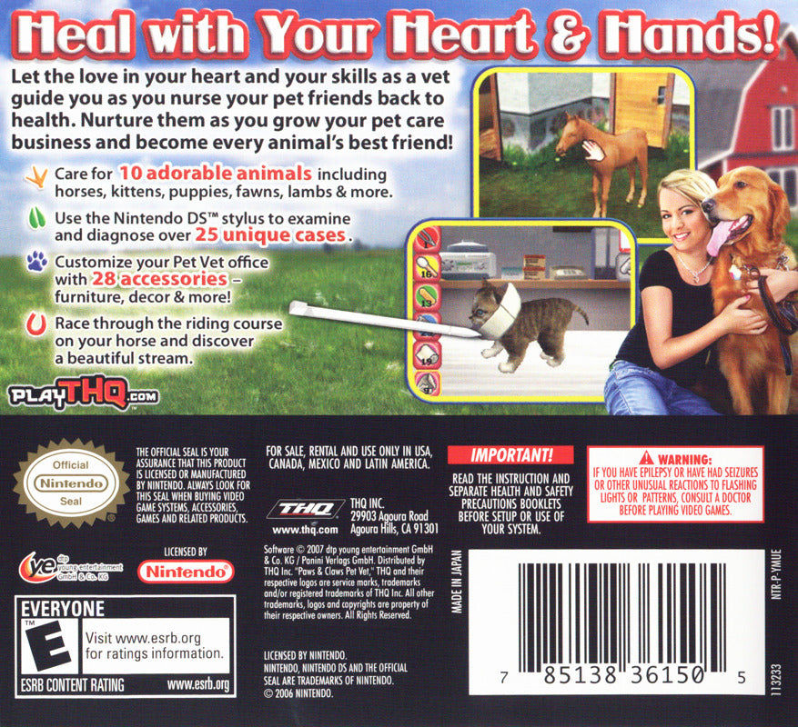 Paws & Claws: Pet Vet Healing Hands - (NDS) Nintendo DS [Pre-Owned]