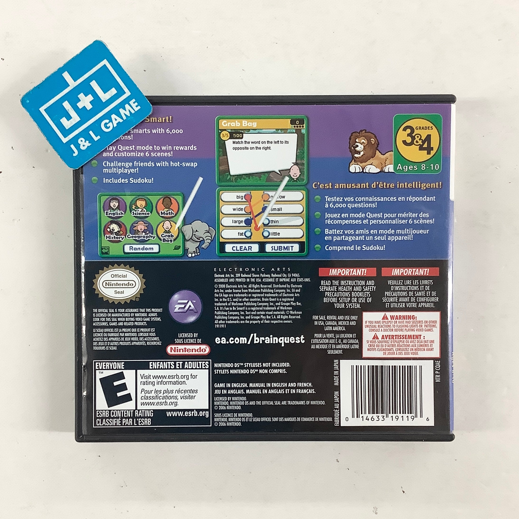 Brain Quest Grades 3 & 4 - (NDS) Nintendo DS [Pre-Owned] Video Games Electronic Arts