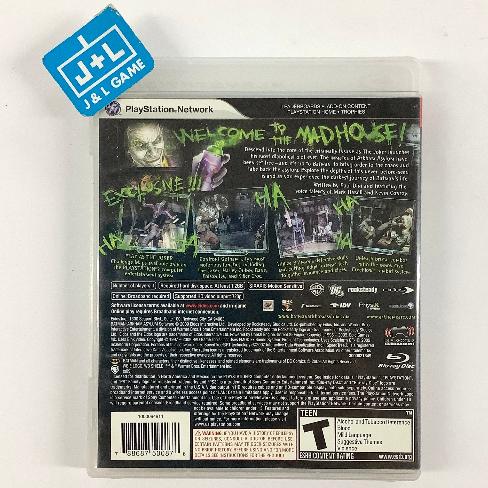 Batman: Arkham Asylum - (PS3) PlayStation 3 [Pre-Owned] Video Games Eidos Interactive