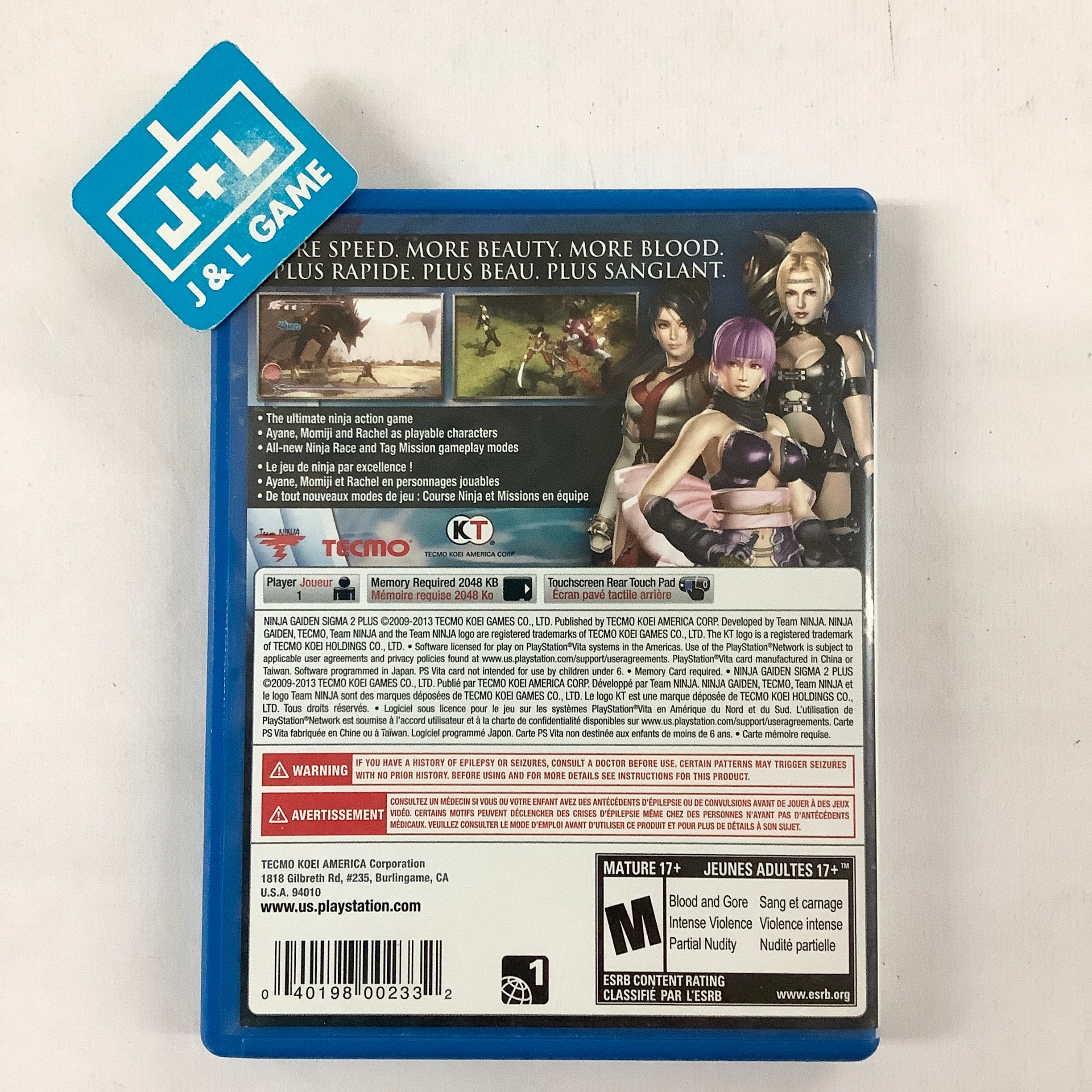 Ninja Gaiden Sigma 2 Plus - (PSV) PlayStation Vita [Pre-Owned] Video Games Tecmo Koei