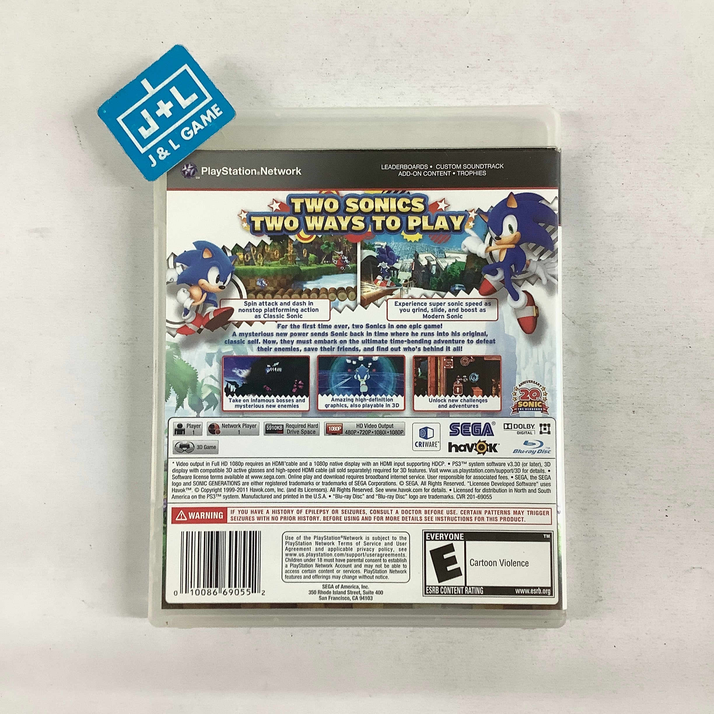 Sonic Generations - (PS3) PlayStation 3 [Pre-Owned] Video Games Sega