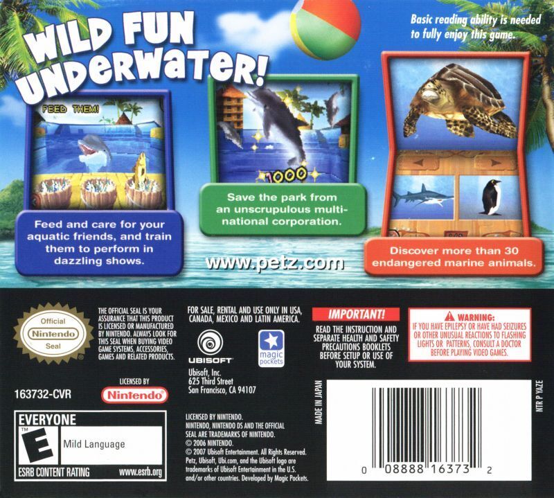 Petz Wild Animals Dolphinz - (NDS) Nintendo DS [Pre-Owned] Video Games Ubisoft   