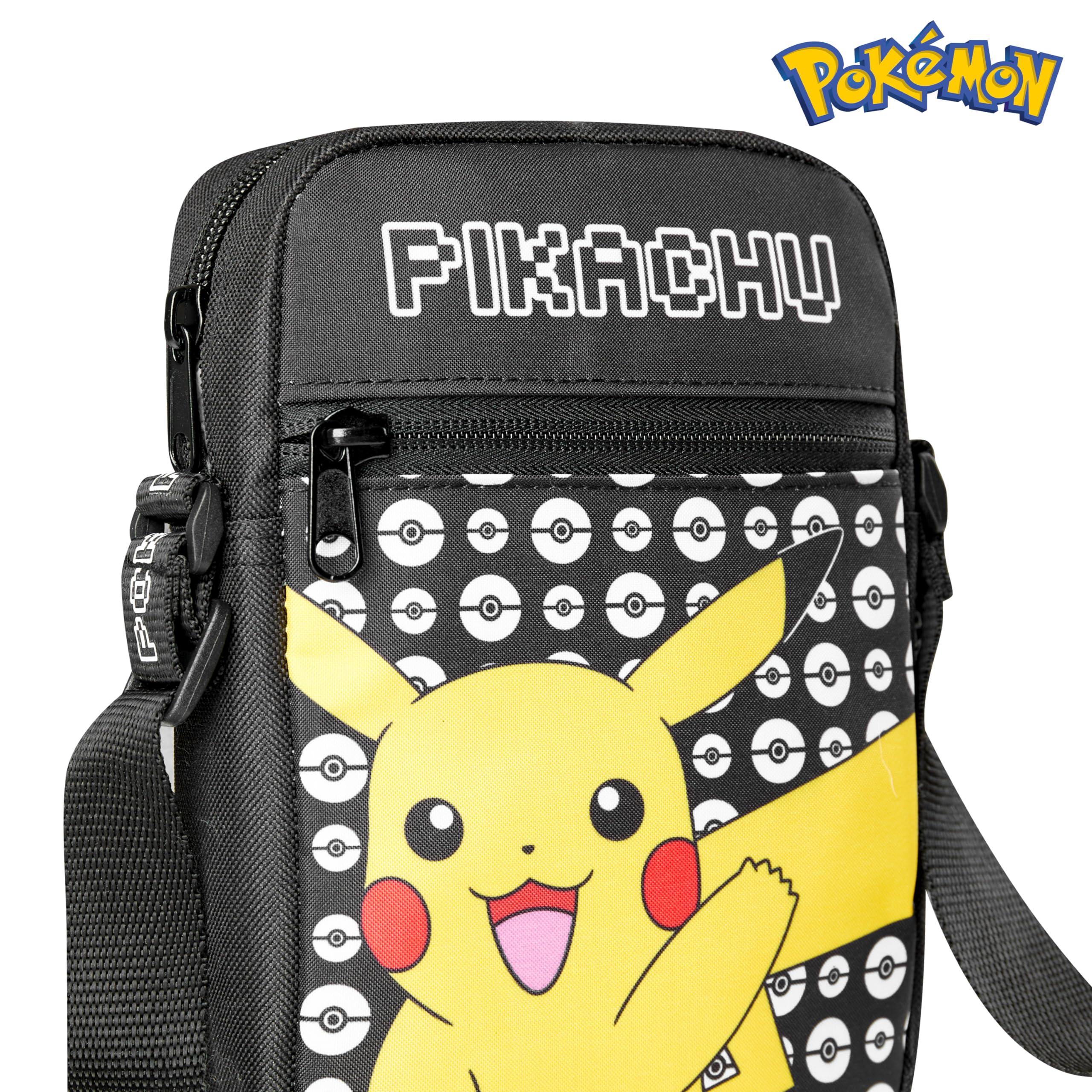 Pokemon Shoulder Bag Cross Body Bag for Kids - Adjustable Strap Kids Pikachu Small Travel Bag - Gamer Gifts (Black Pikachu) HANDBAG Pokémon