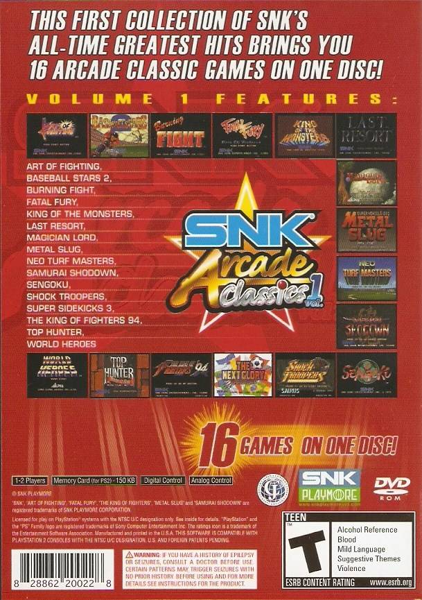 SNK Arcade Classics Vol. 1 - (PS2) PlayStation 2 [Pre-Owned] Video Games SNK Playmore   