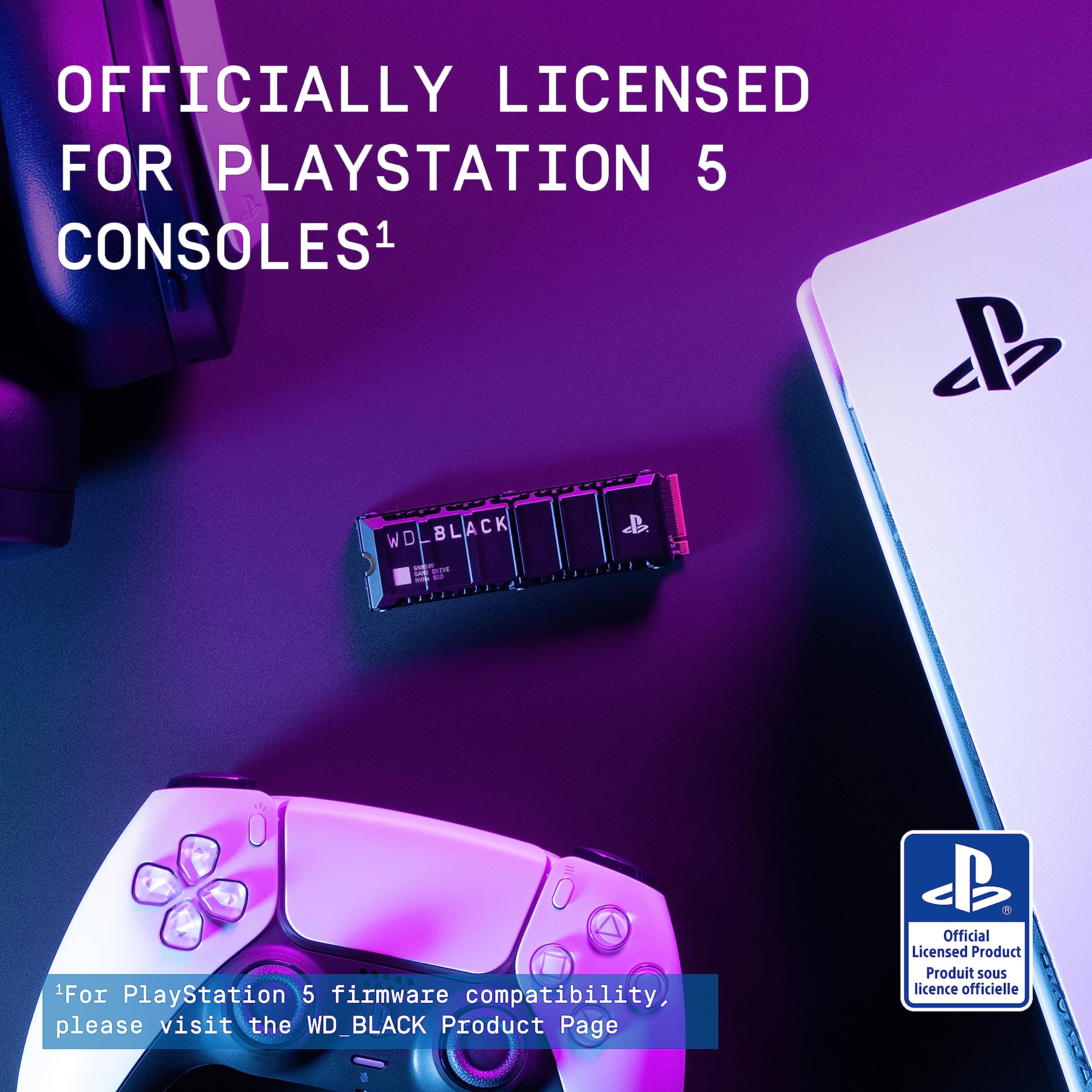 WD_BLACK 1TB SN850P NVMe M.2 SSD Officially Licensed Storage Expansion for PS5 Consoles, up to 7,300MB/s, with heatsink - WDBBYV0010BNC-WRSN - (PS5) PlayStation 5 ACCESSORIES WD_BLACK
