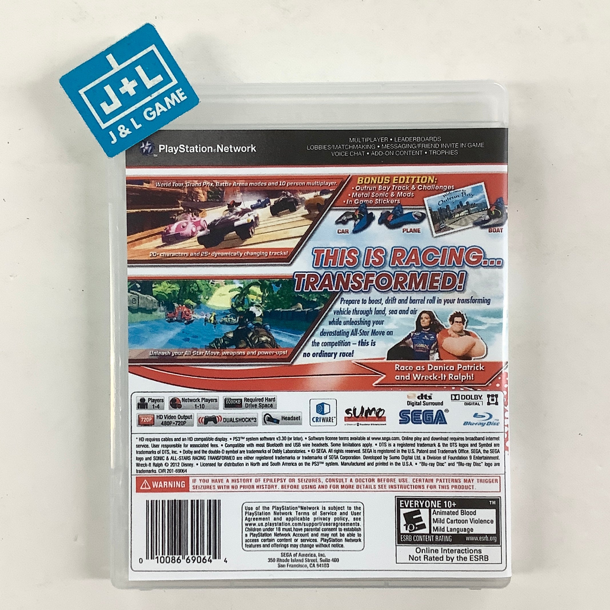 Sonic & All-Stars Racing Transformed (Bonus Edition) - (PS3) PlayStation 3 [Pre-Owned] Video Games Sega