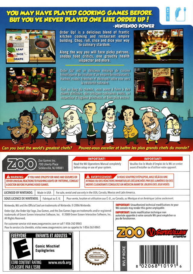 Order Up! - Nintendo Wii [Pre-Owned] Video Games Zoo Games