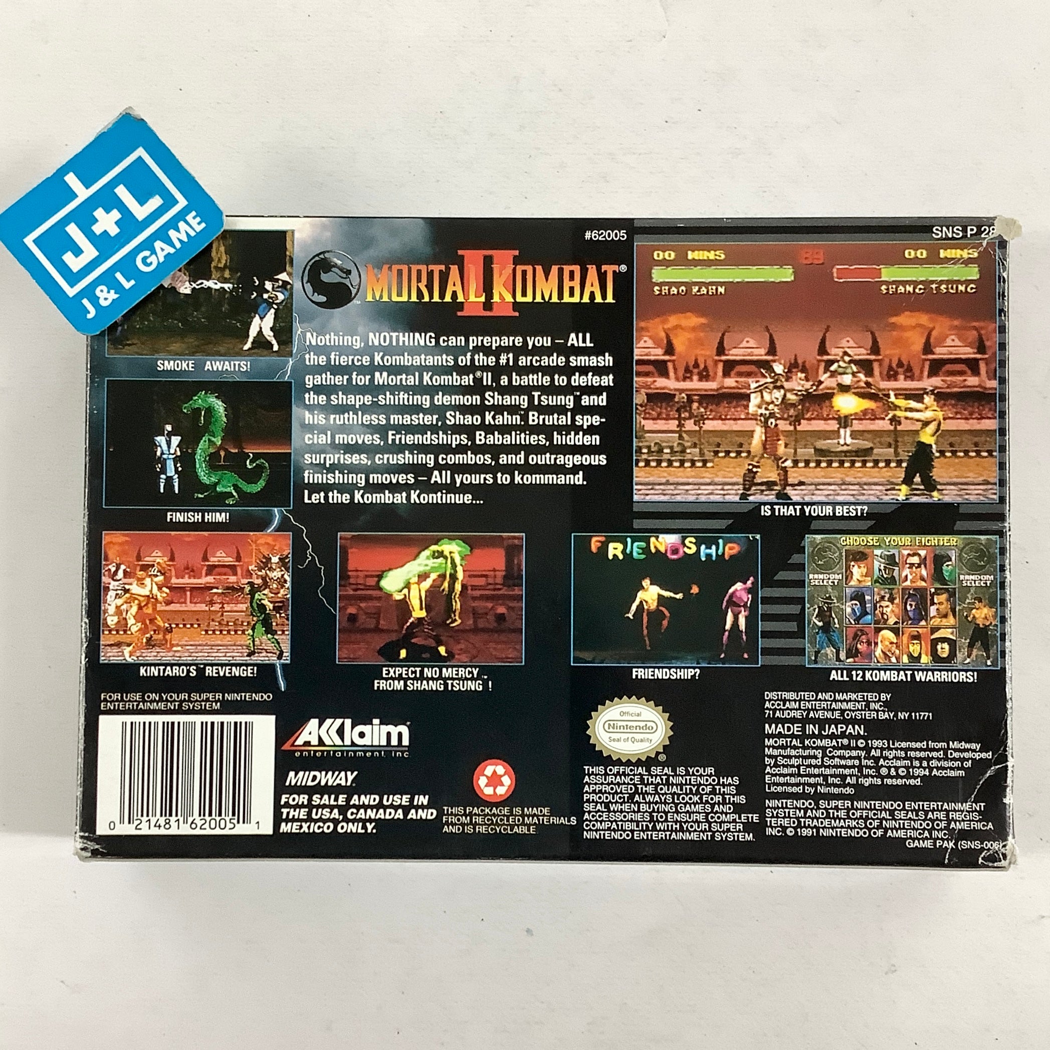 Mortal Kombat II - (SNES) Super Nintendo [Pre-Owned] Video Games Acclaim