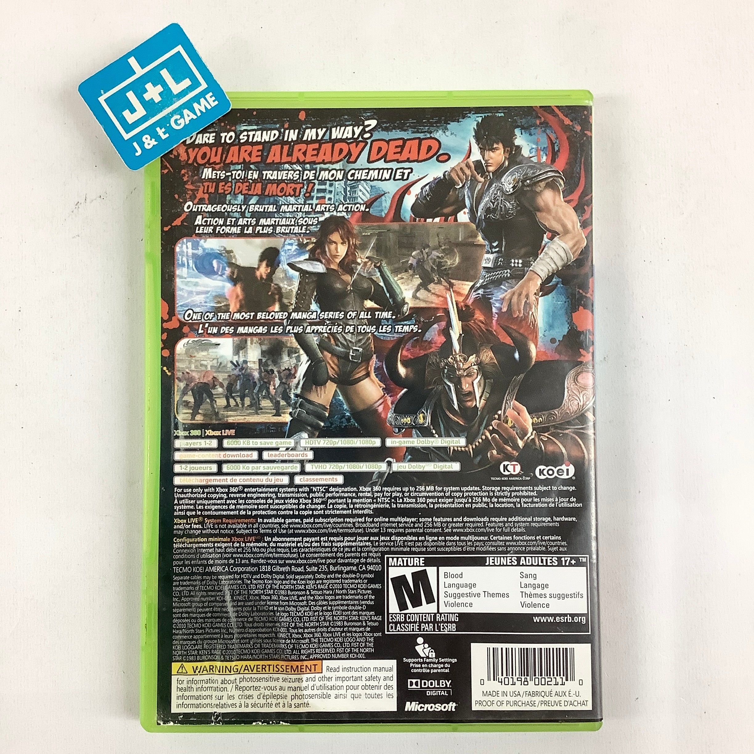 Fist of the North Star: Ken's Rage - Xbox 360 [Pre-Owned] Video Games Koei Tecmo Games