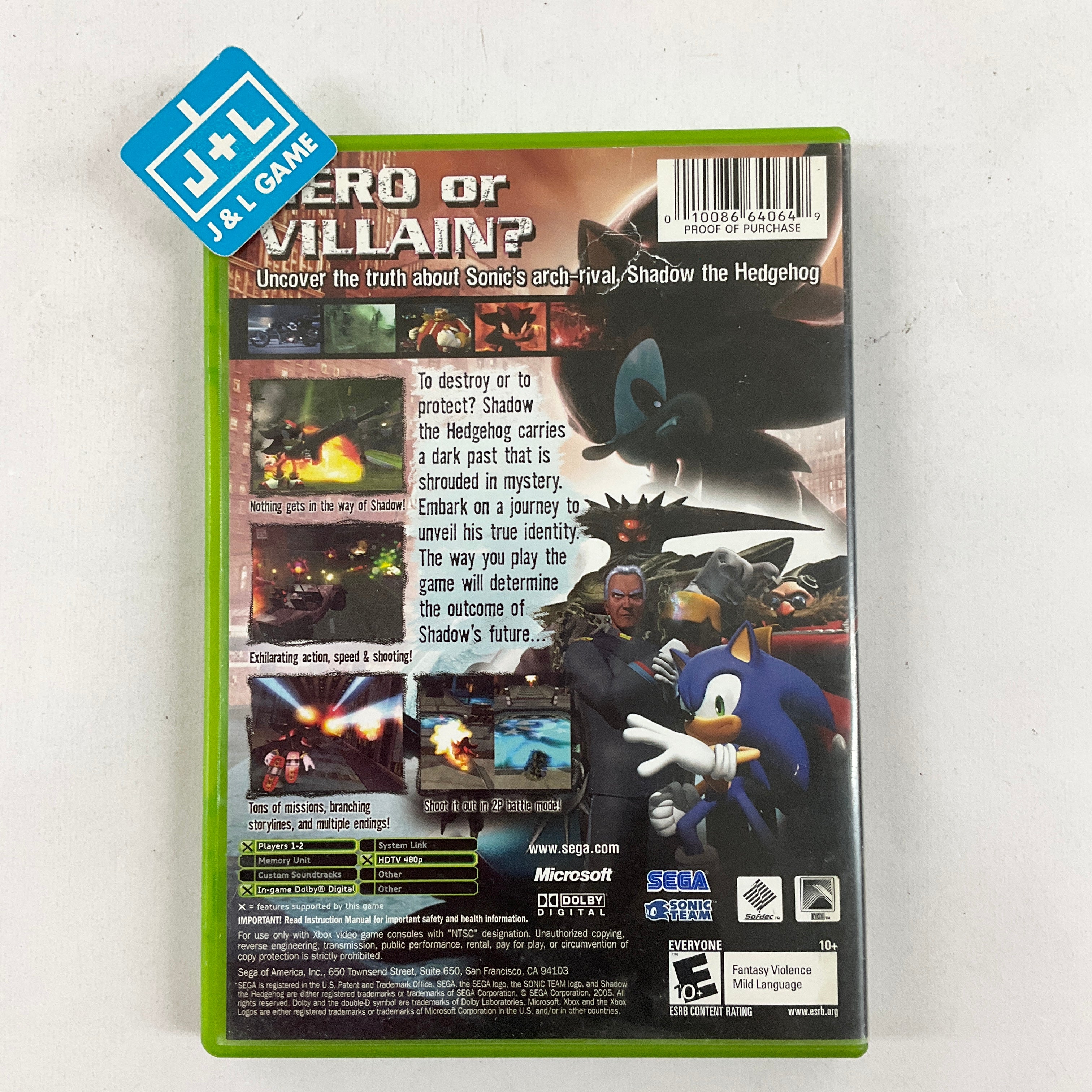 Shadow the Hedgehog - (XB) Xbox [Pre-Owned] Video Games Sega