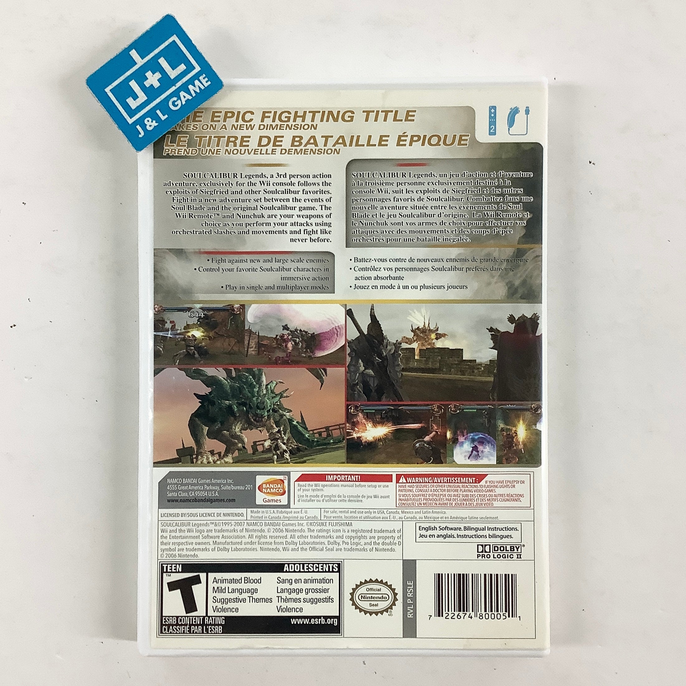 Soul Calibur Legends - Nintendo Wii [Pre-Owned] Video Games Bandai Namco Entertainment America