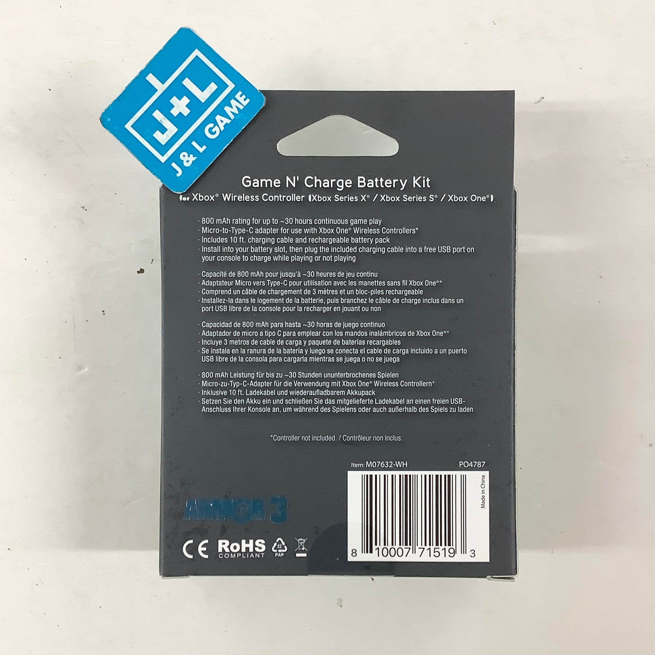 Hyperkin Armor 3 Game N' Charge Battery Kit for Xbox Wireless Controller (White) - (XSX) Xbox Series X ACCESSORIES Hyperkin