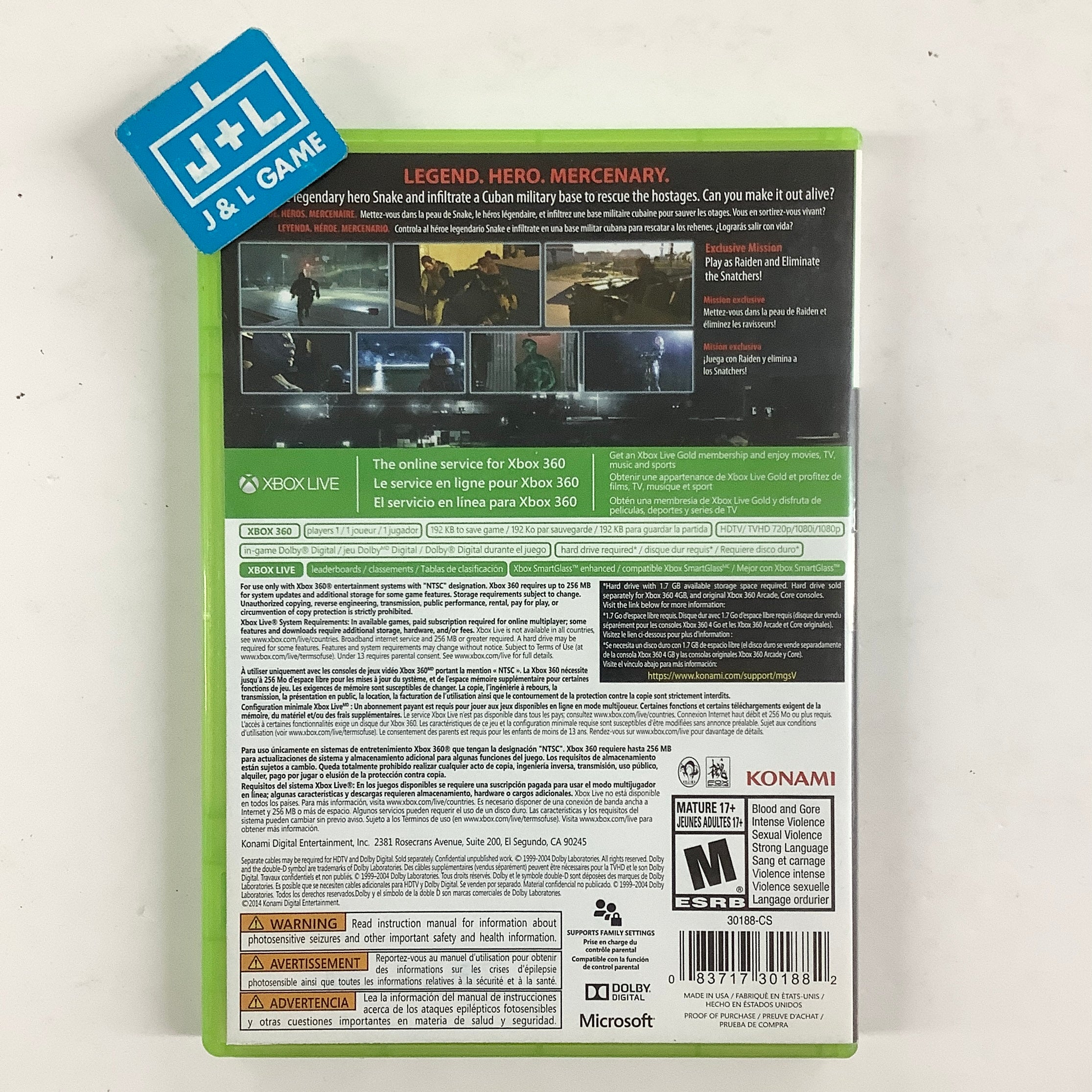 Metal Gear Solid V: Ground Zeroes - Xbox 360 [Pre-Owned] Video Games Konami
