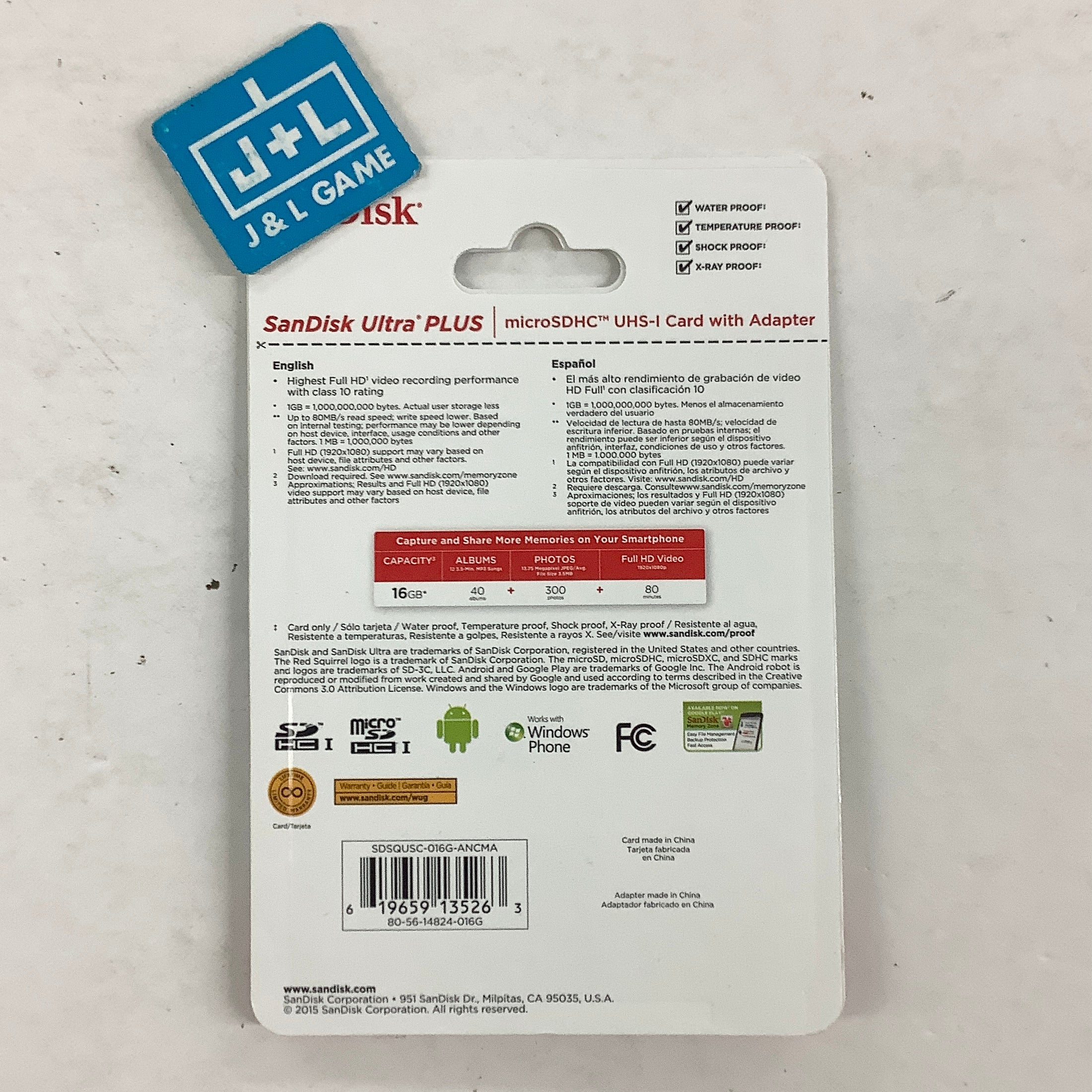 SANDISK 16GB Ultra Plus microSDXC UHS-I Memory Card with Adapter ACCESSORIES Sandisk