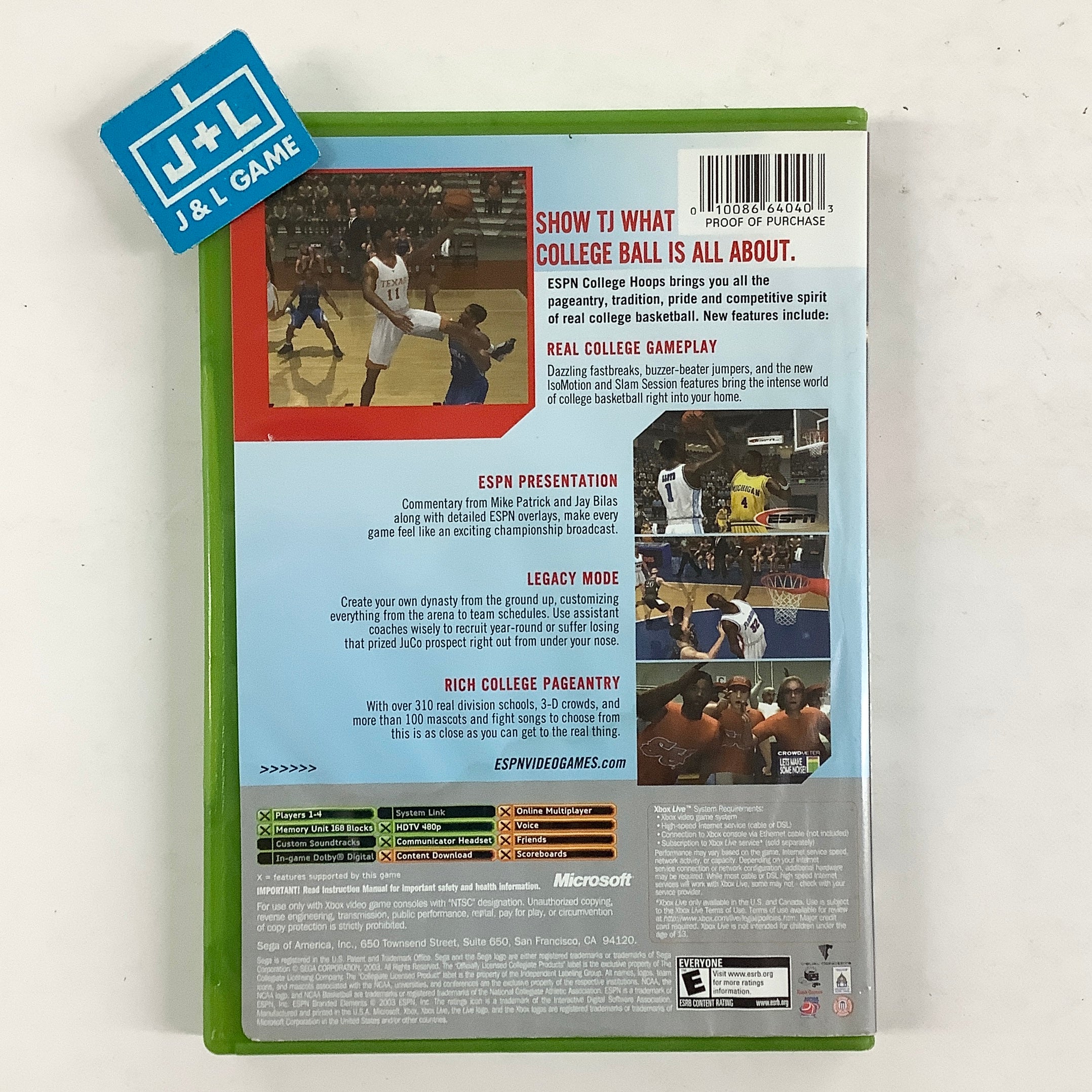 ESPN College Hoops - (XB) Xbox [Pre-Owned] Video Games Sega