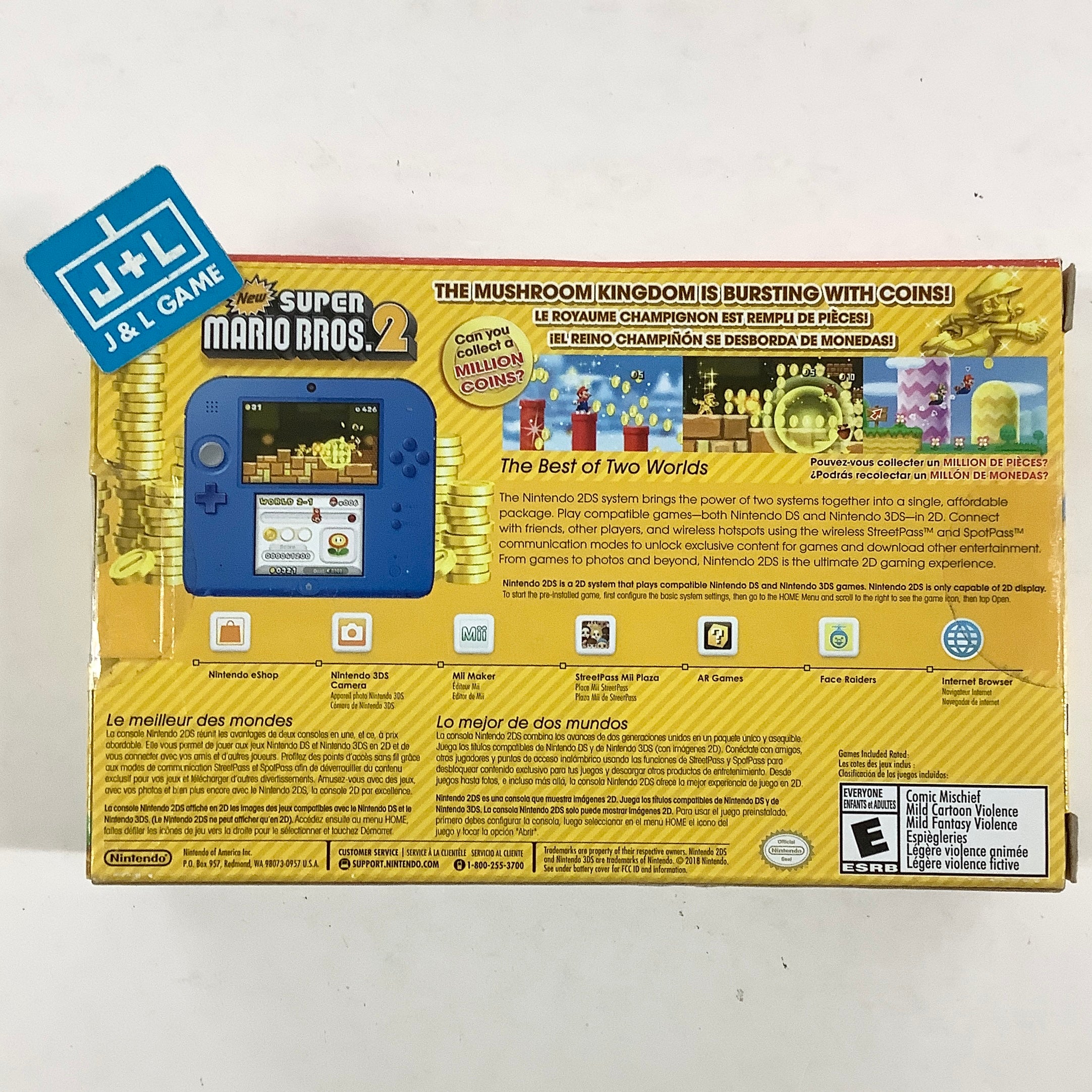 Nintendo 2DS Console - (Electric Blue) 2 with New Super Mario Bros. 2 (Game Pre-Installed) - Nintendo 3DS Consoles Nintendo