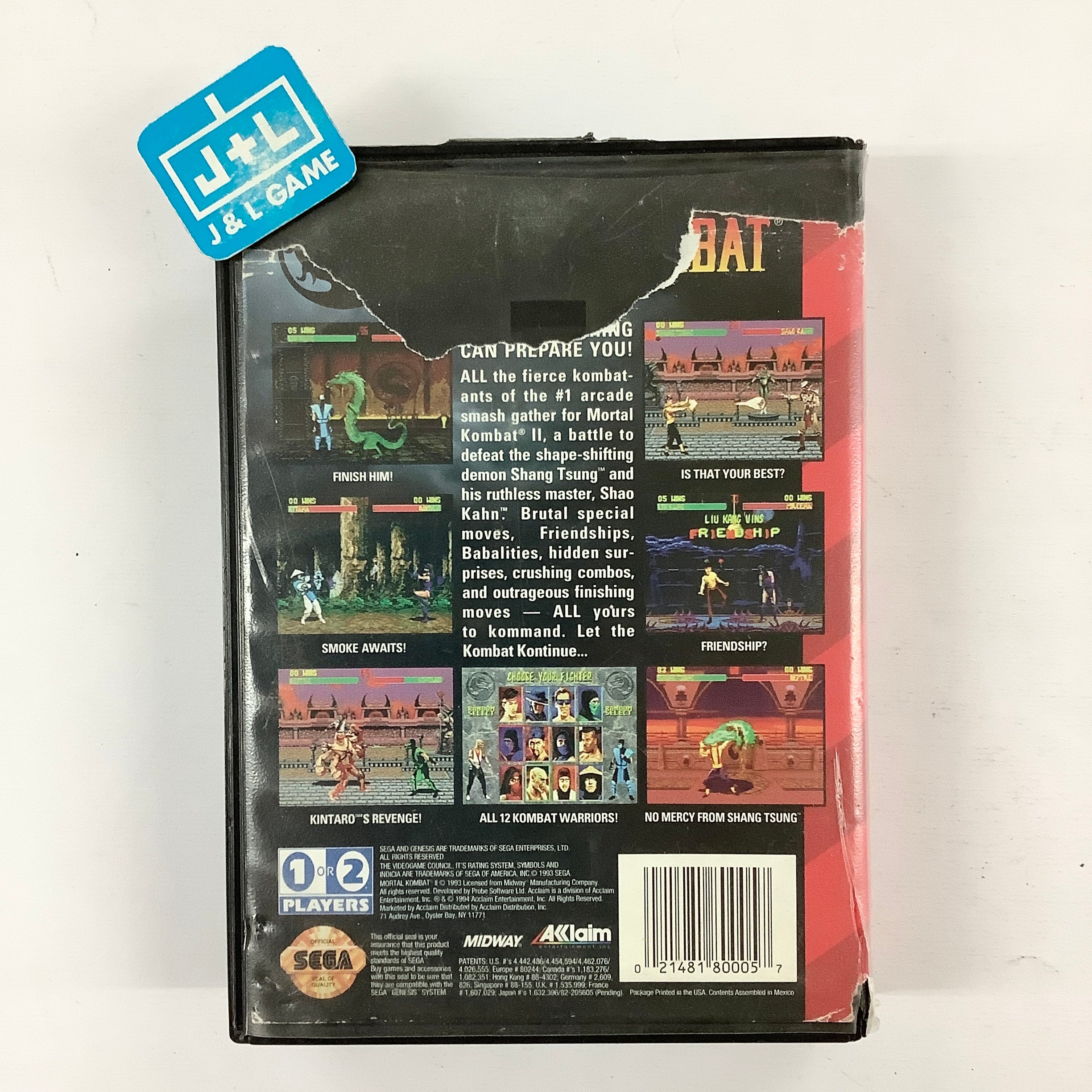 Mortal Kombat II - (SG) SEGA Genesis [Pre-Owned] Video Games Acclaim   