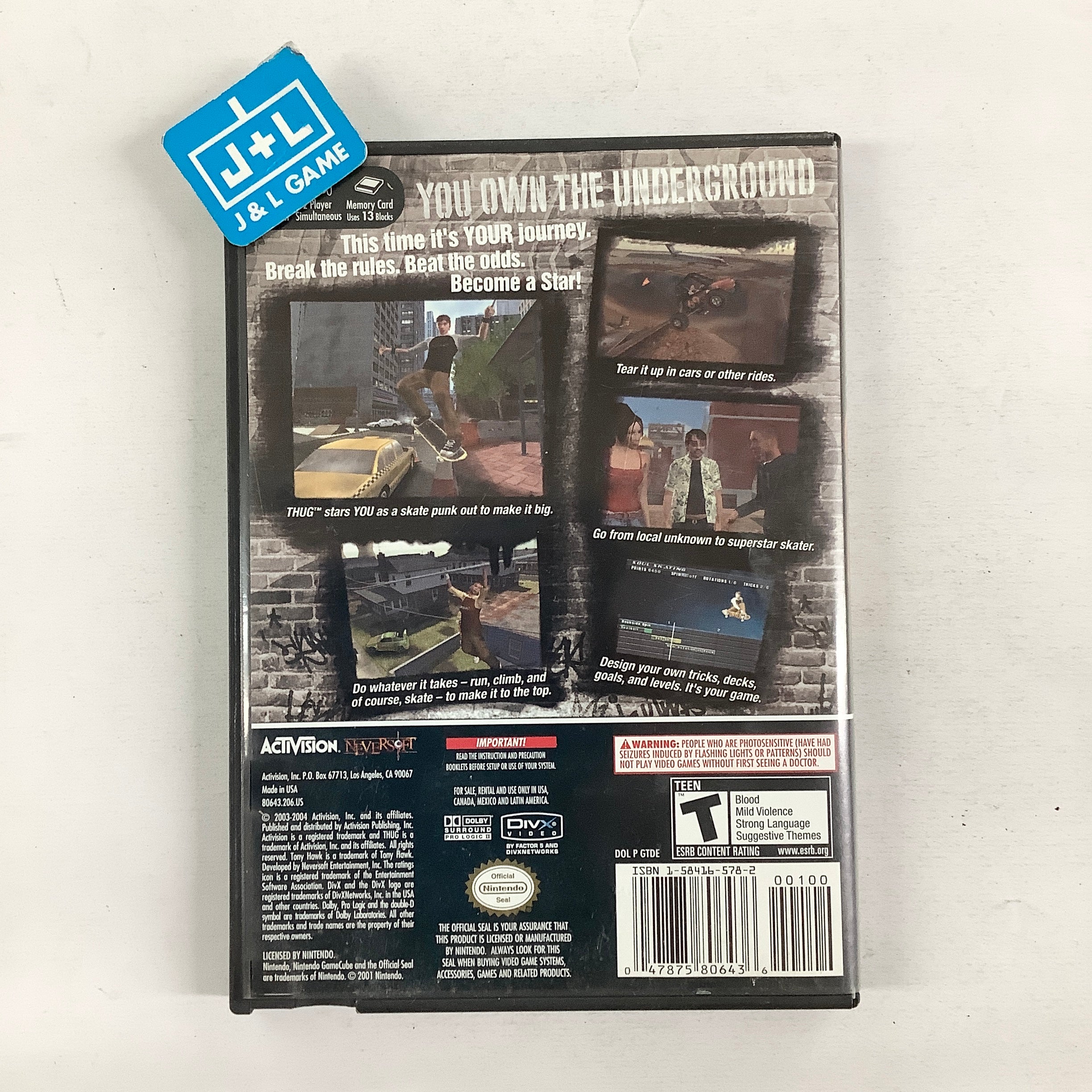 Tony Hawk's Underground - (GC) Nintendo GameCube [Pre-Owned] Video Games ACTIVISION