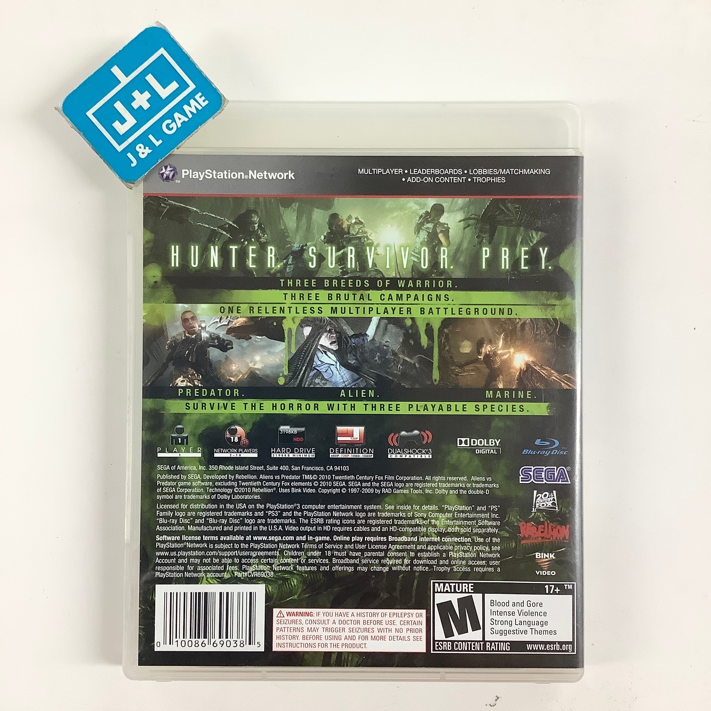 Aliens vs. Predator - (PS3) PlayStation 3 [Pre-Owned] | J&L Game