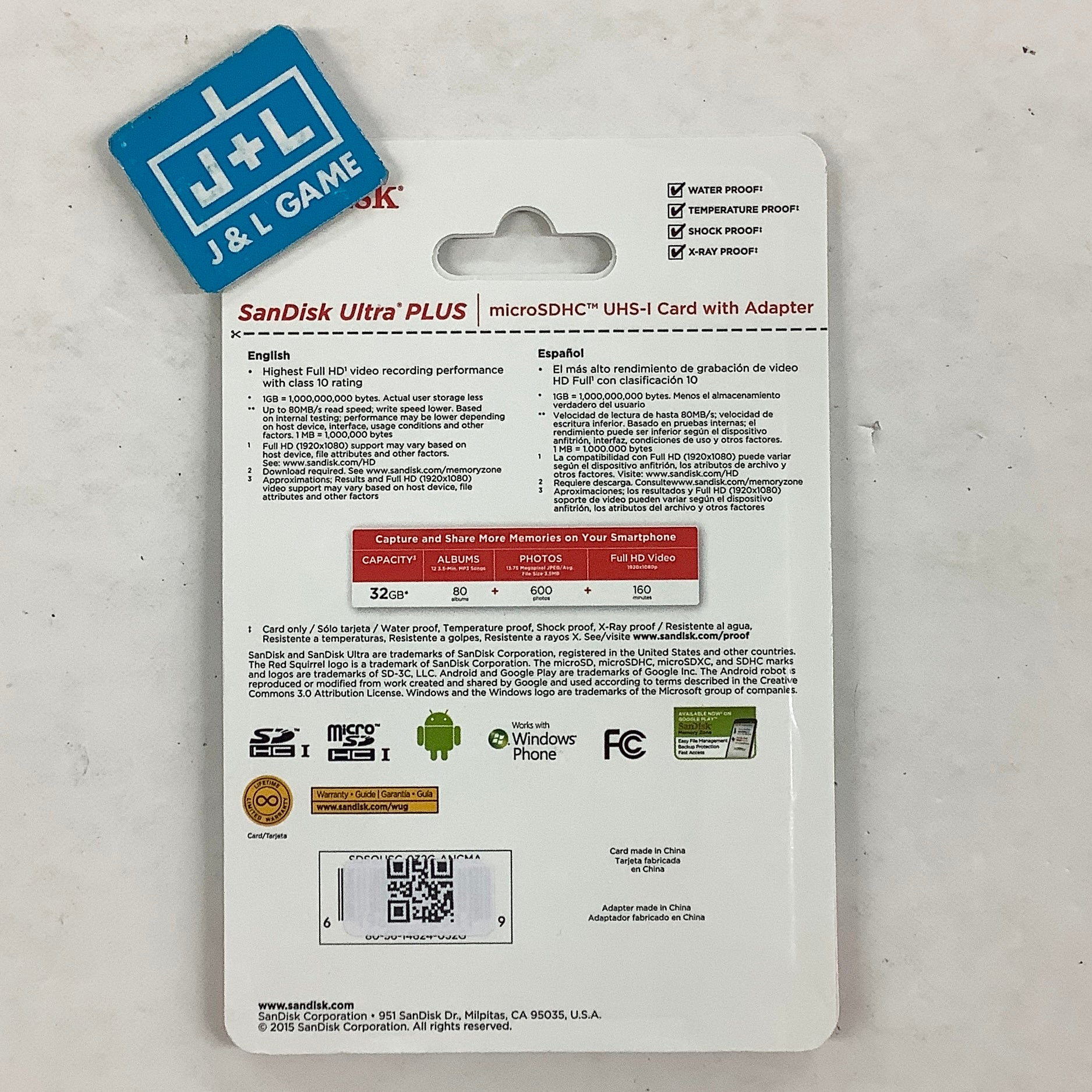 SANDISK 32GB Ultra Plus microSDXC UHS-I Memory Card with Adapter ACCESSORIES Sandisk