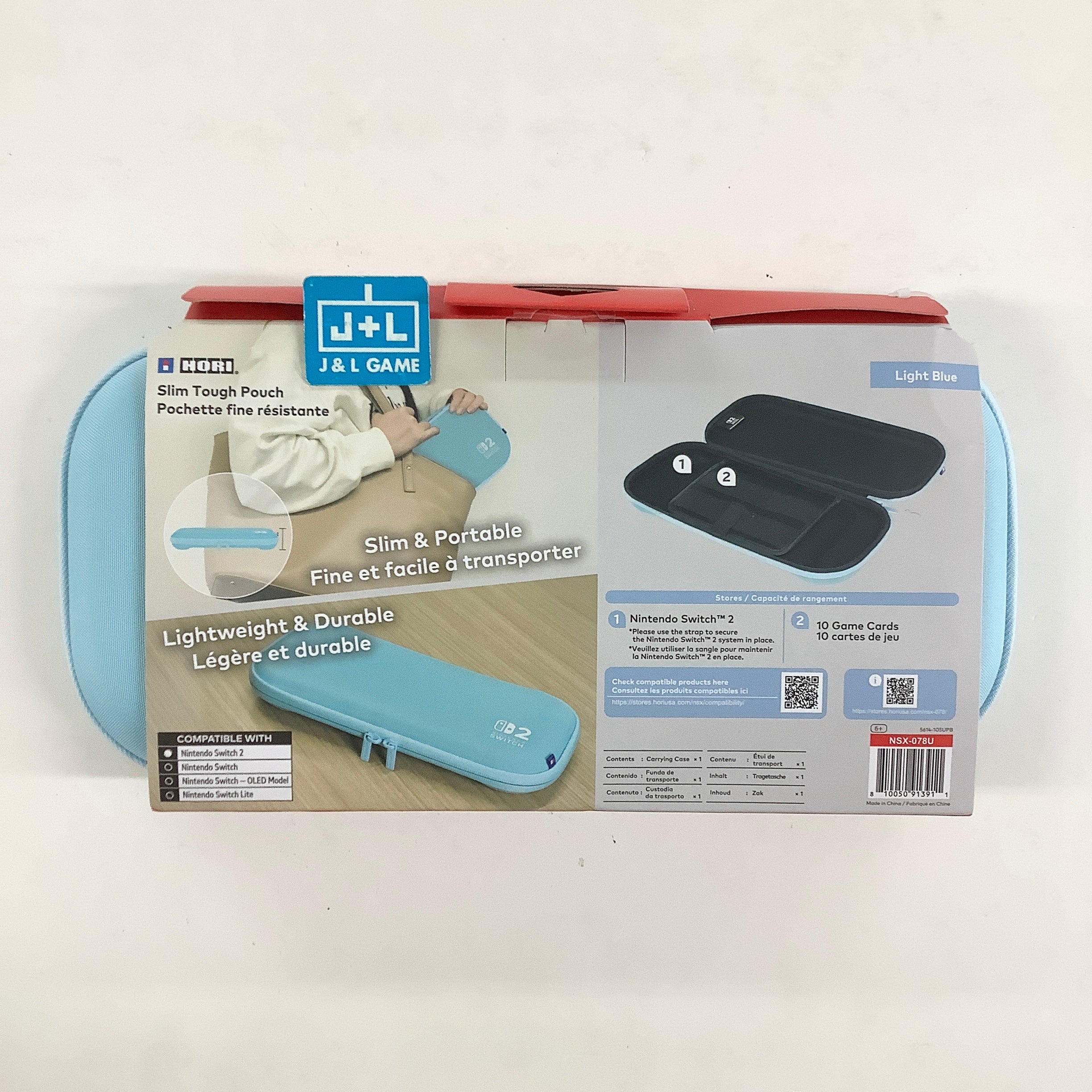 HORI Slim Tough Pouch (Light Blue) Carrying Case - (NS2) Nintendo Switch 2 ACCESSORIES HORI