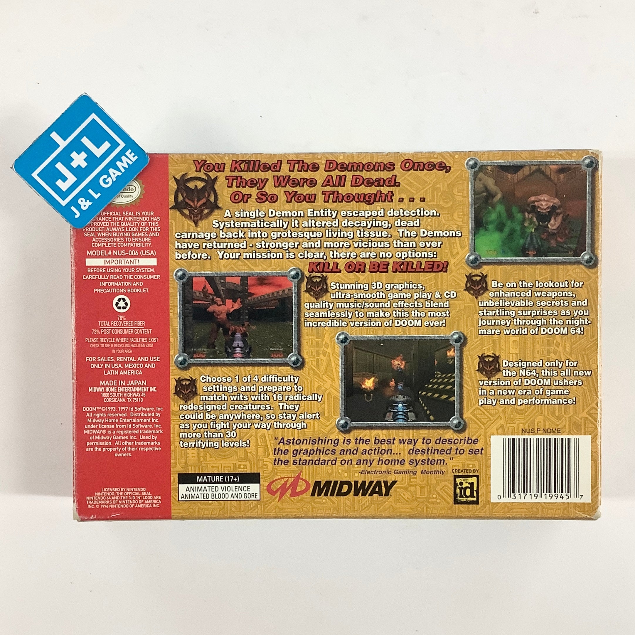 DOOM 64 - (N64) Nintendo 64 [Pre-Owned] Video Games Midway