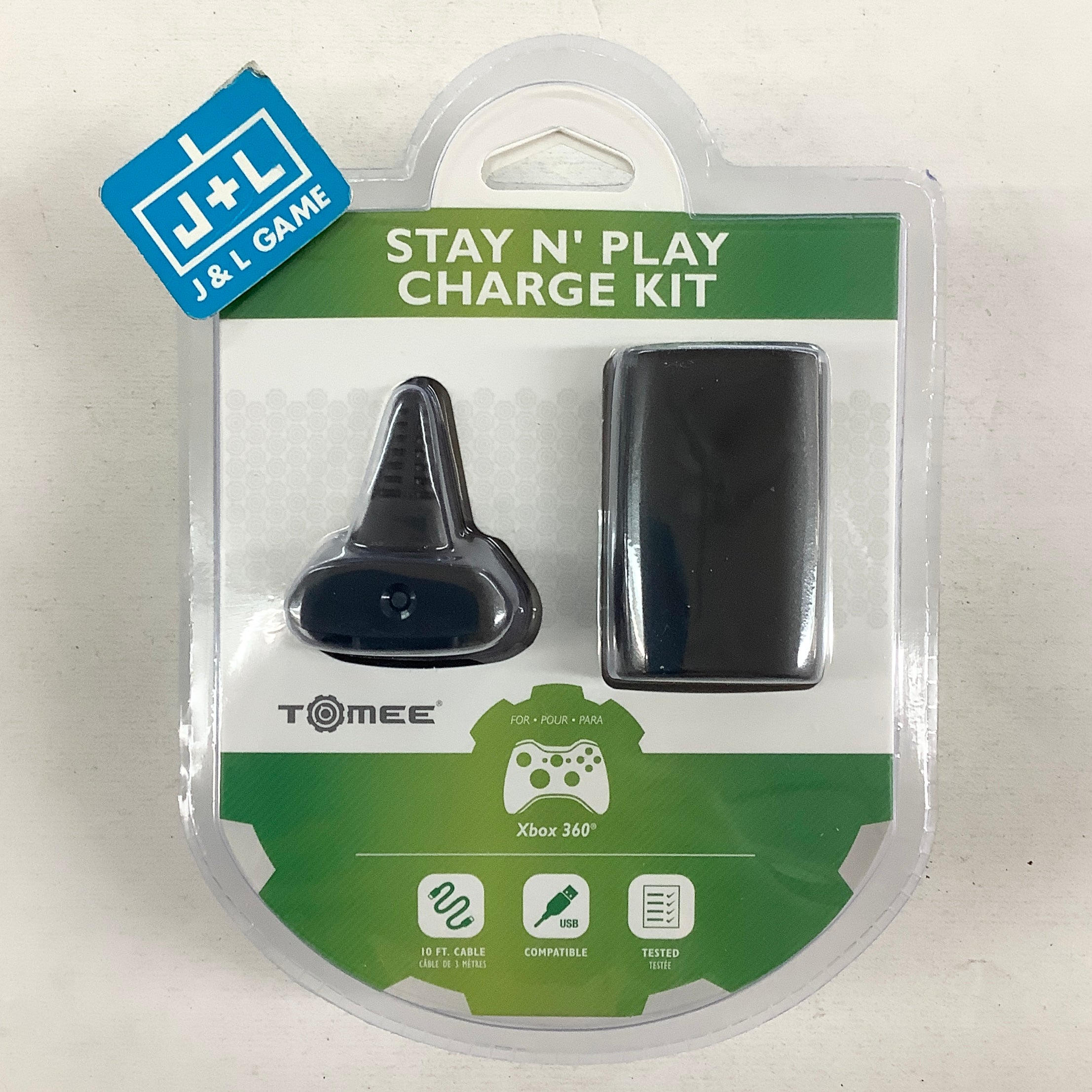 Tomee Stay N Play Controller Charge Kit (Black) - Xbox 360 ACCESSORIES Hyperkin