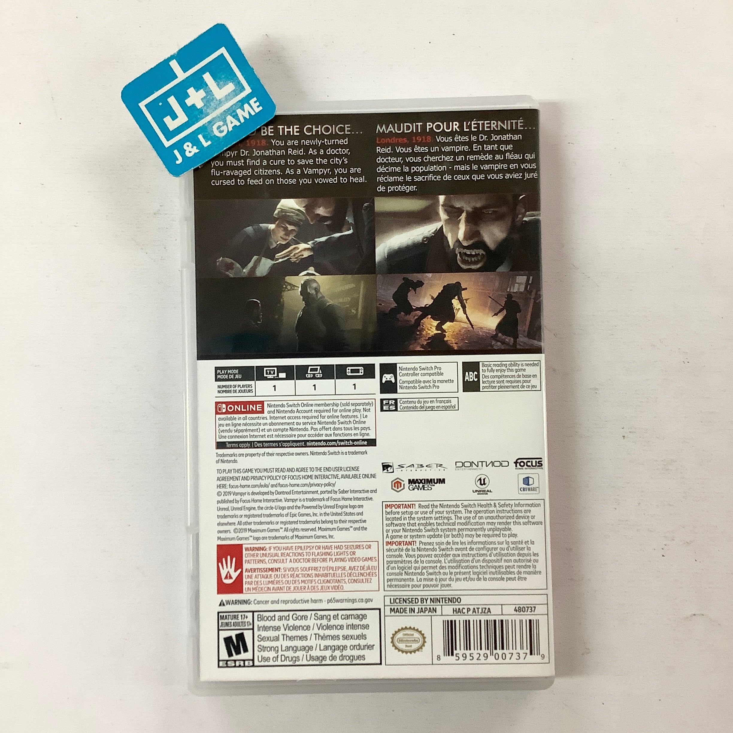 Vampyr - (NSW) Nintendo Switch [Pre-Owned] Video Games Focus Home Interactive   