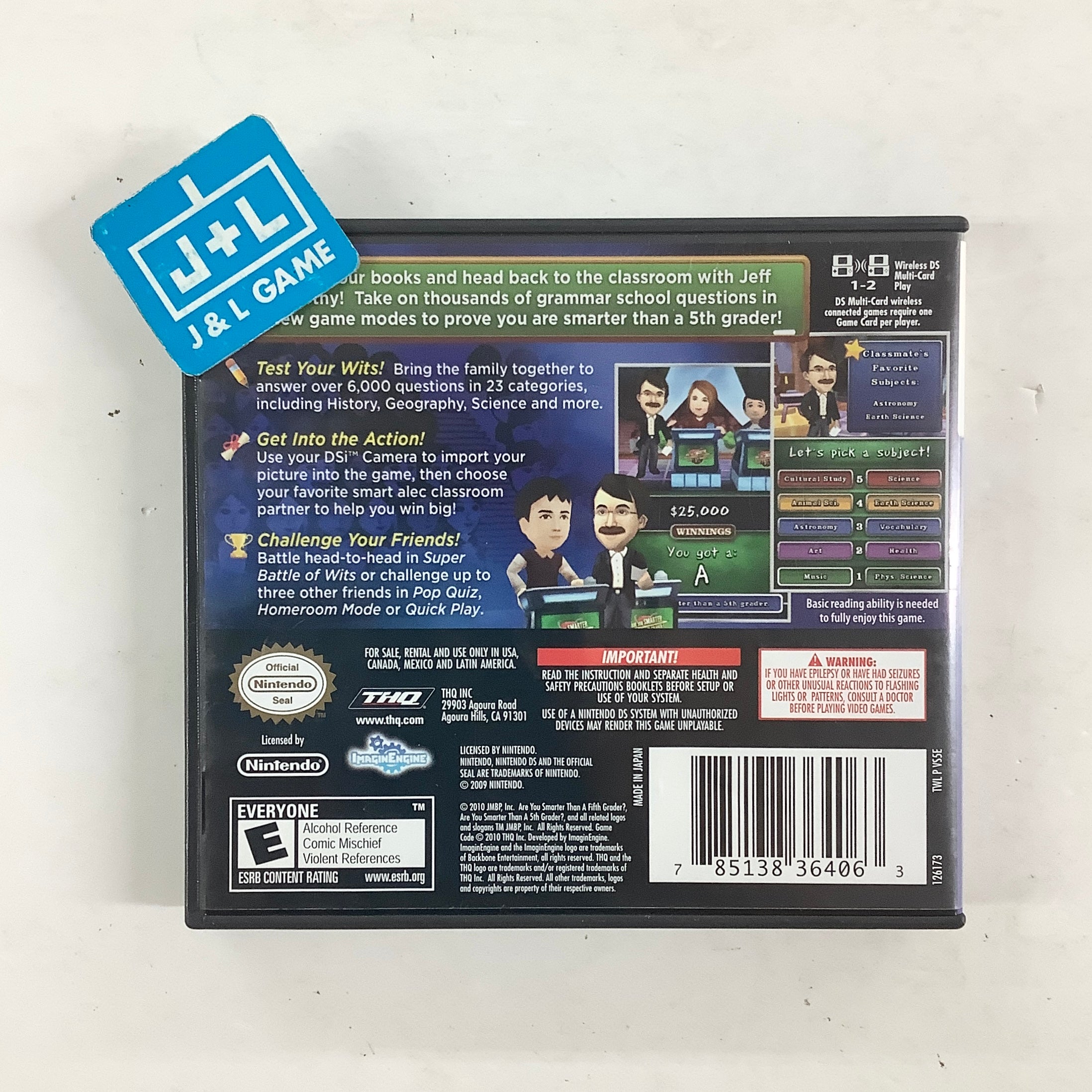 Are You Smarter Than a 5th Grader? Back to School - (NDS) Nintendo DS [Pre-Owned] Video Games THQ