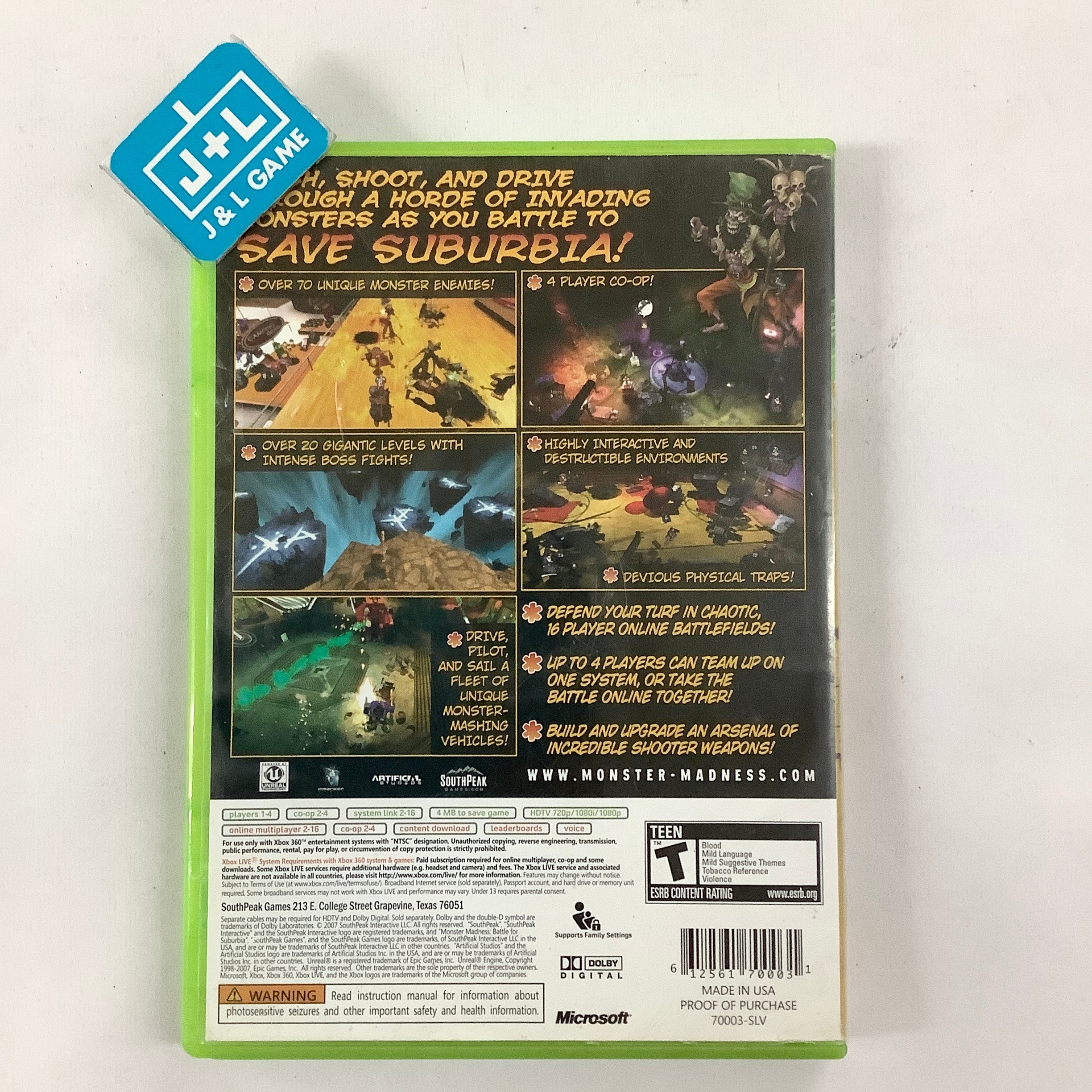 Monster Madness: Battle for Suburbia - Xbox 360 [Pre-Owned] Video Games SouthPeak Games