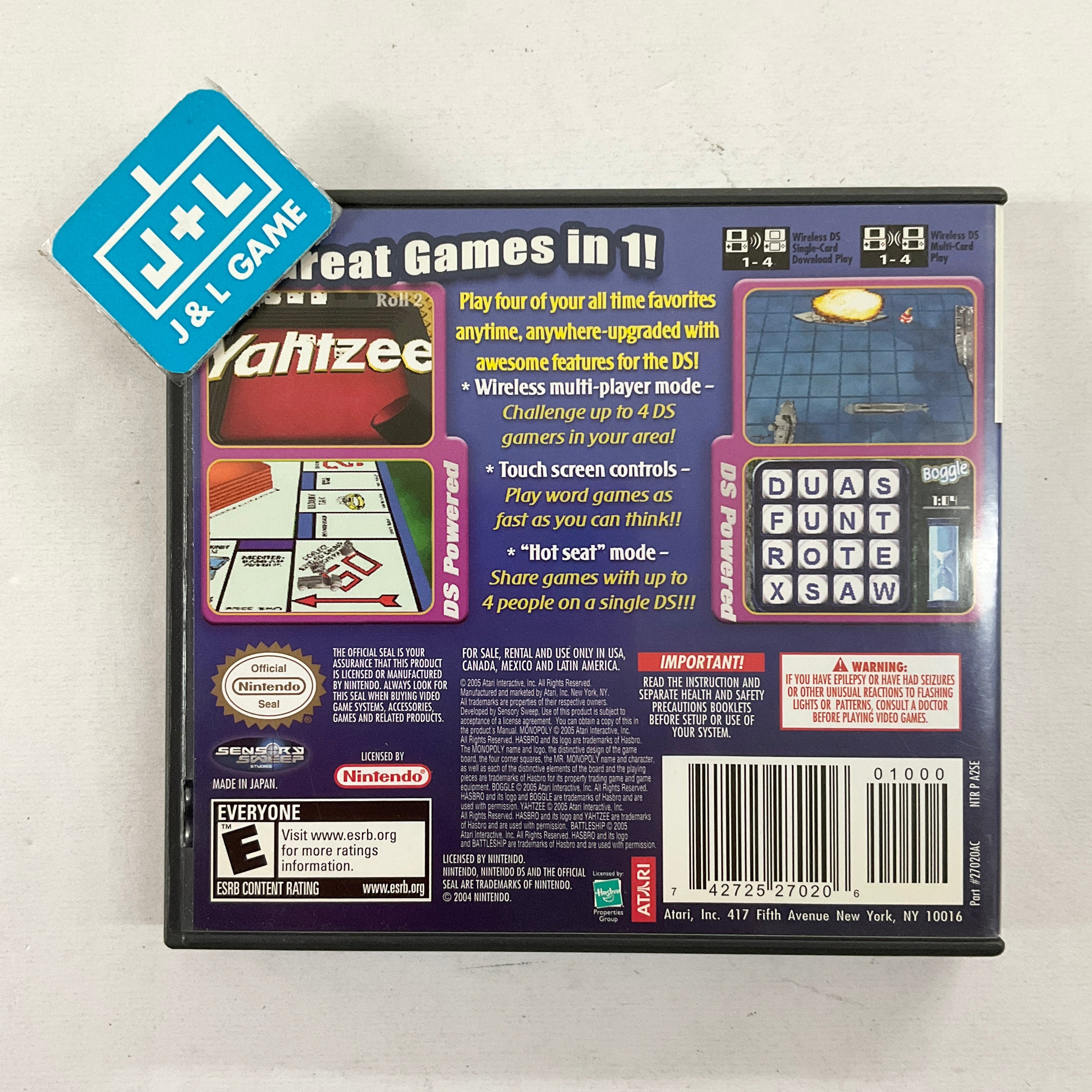 Monopoly / Boggle / Yahtzee / Battleship - (NDS) Nintendo DS [Pre-Owned] Video Games Atari SA