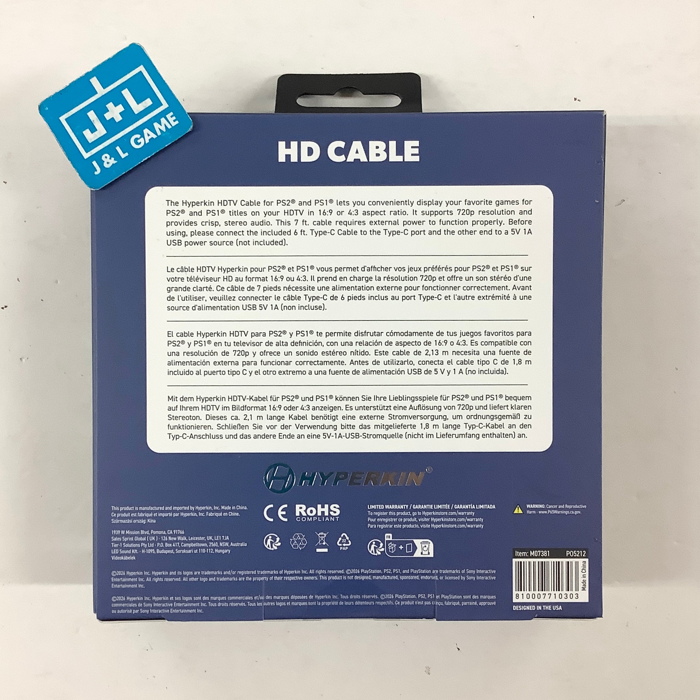 Hyperkin HDTV Cable for PlayStation 2 and PlayStation 1 - (PS2) PlayStation 2 Accessories Hyperkin