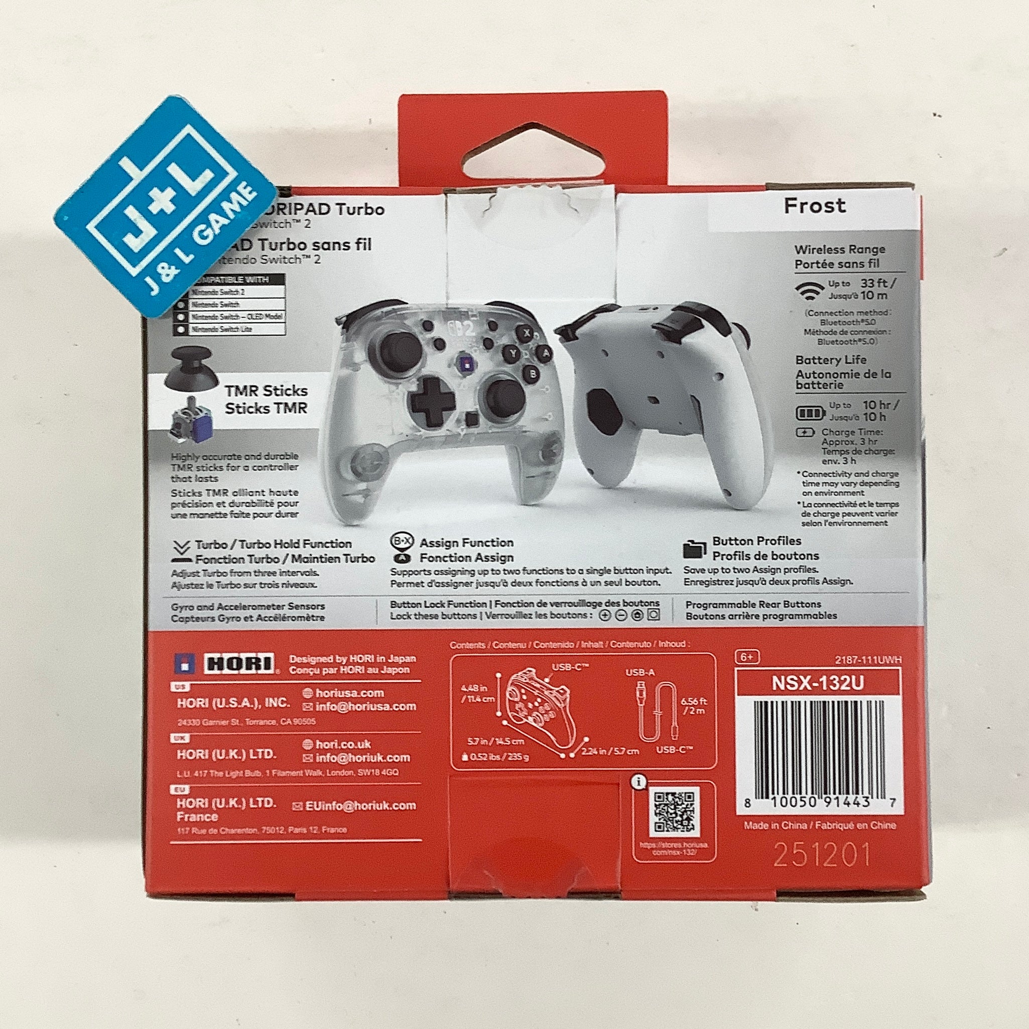 HORI Wireless HORIPAD Turbo (Frost) - (NS2) Nintendo Switch 2 ACCESSORIES HORI