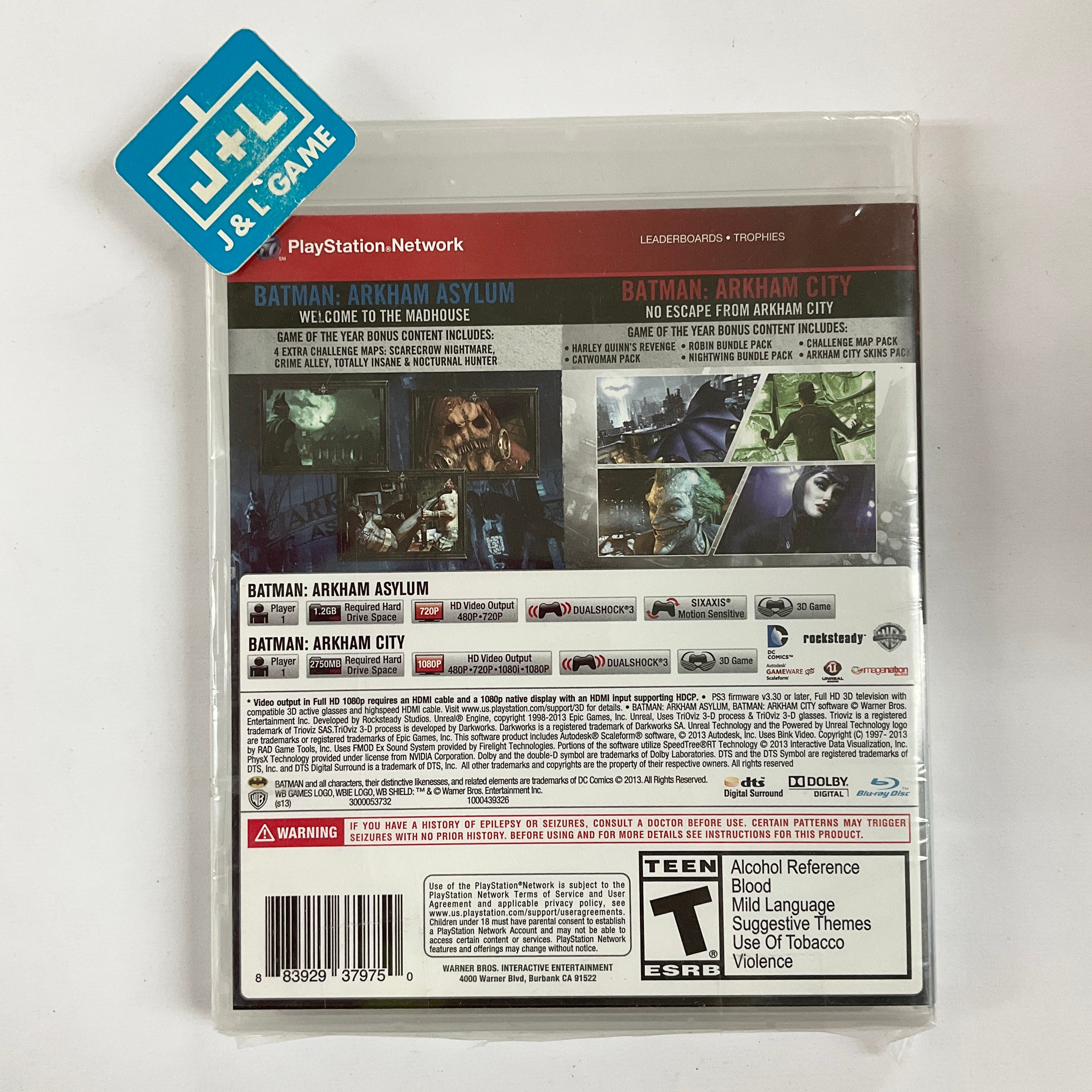Batman: Arkham Asylum + Batman: Arkham City Dual Pack (Greatest Hits) - (PS3) Playstation 3 Video Games Warner Bros. Interactive Entertainment   