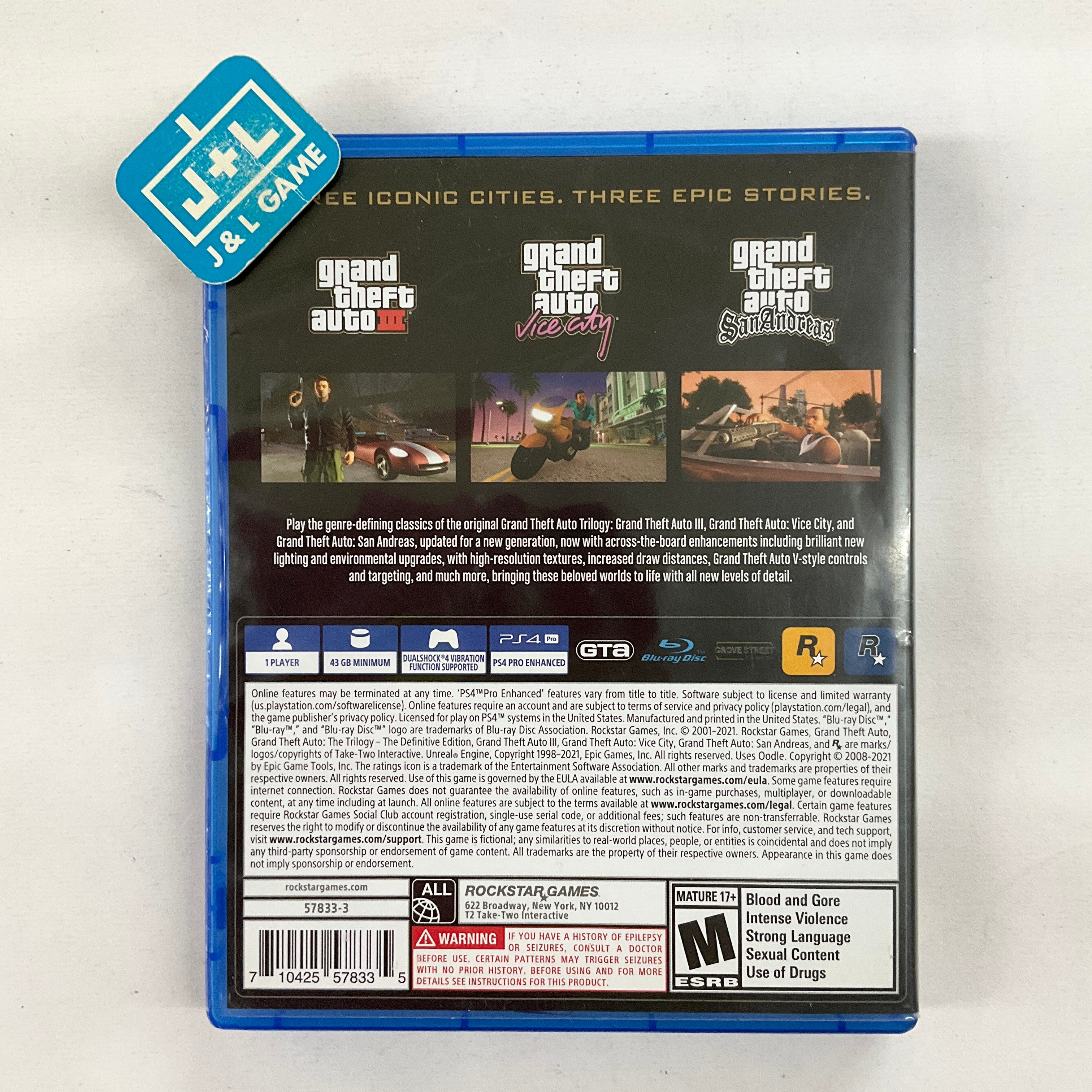 Grand Theft Auto: The Trilogy - The Definitive Edition - (PS4) PlayStation 4 [Pre-Owned] Video Games Rockstar Games   