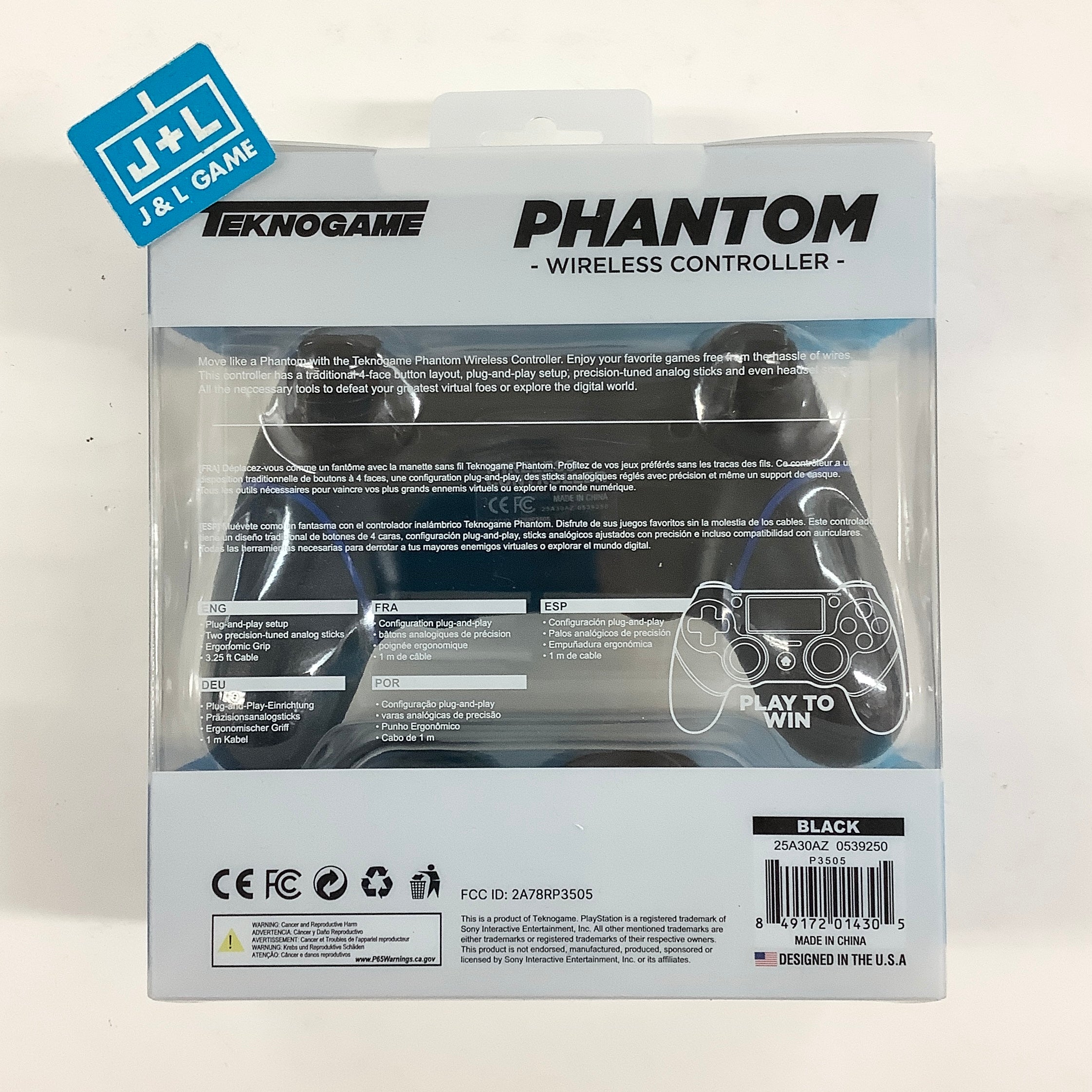 TeknoGame Phantom Playstation 4 Champion Wireless Controller (Black) - (PS4) Playstation 4 Accessories TeknoGame