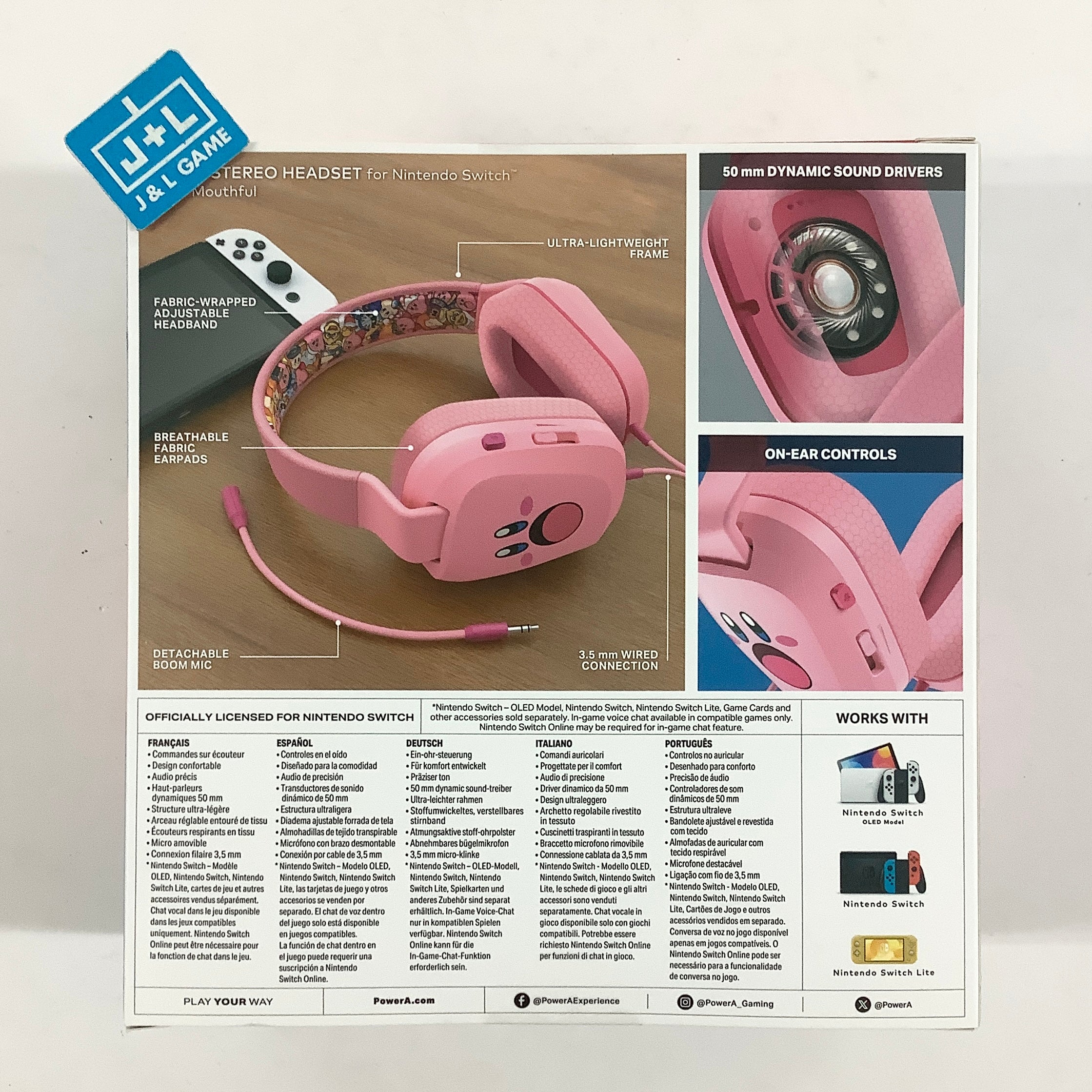 PowerA Wired Stereo Headset (Kirby Mouthful) (NSW) - Nintendo Switch ACCESSORIES PowerA