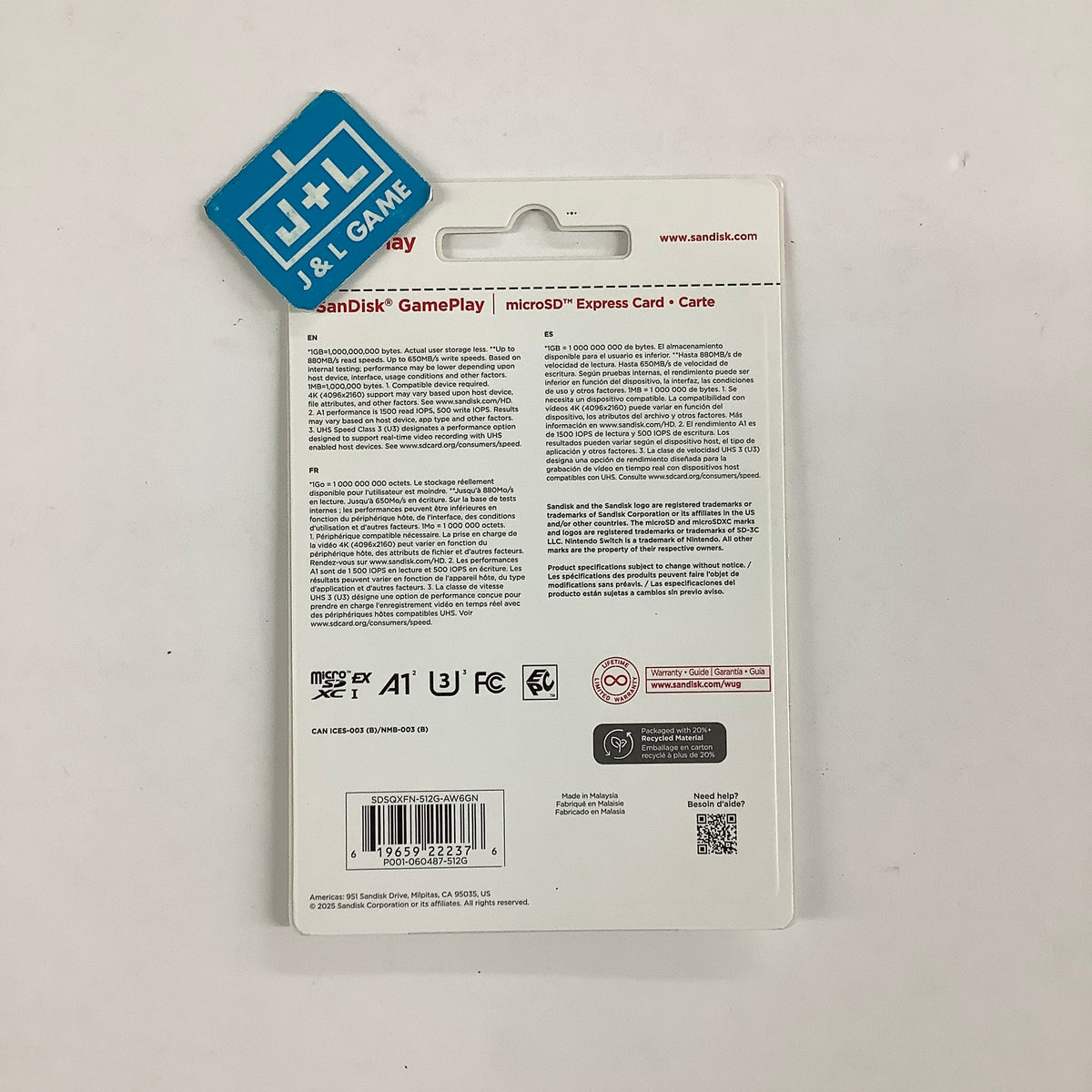 SanDisk microSD Gameplay Memory Card 512GB - (NS2) Nintendo Switch 2 ACCESSORIES Sandisk