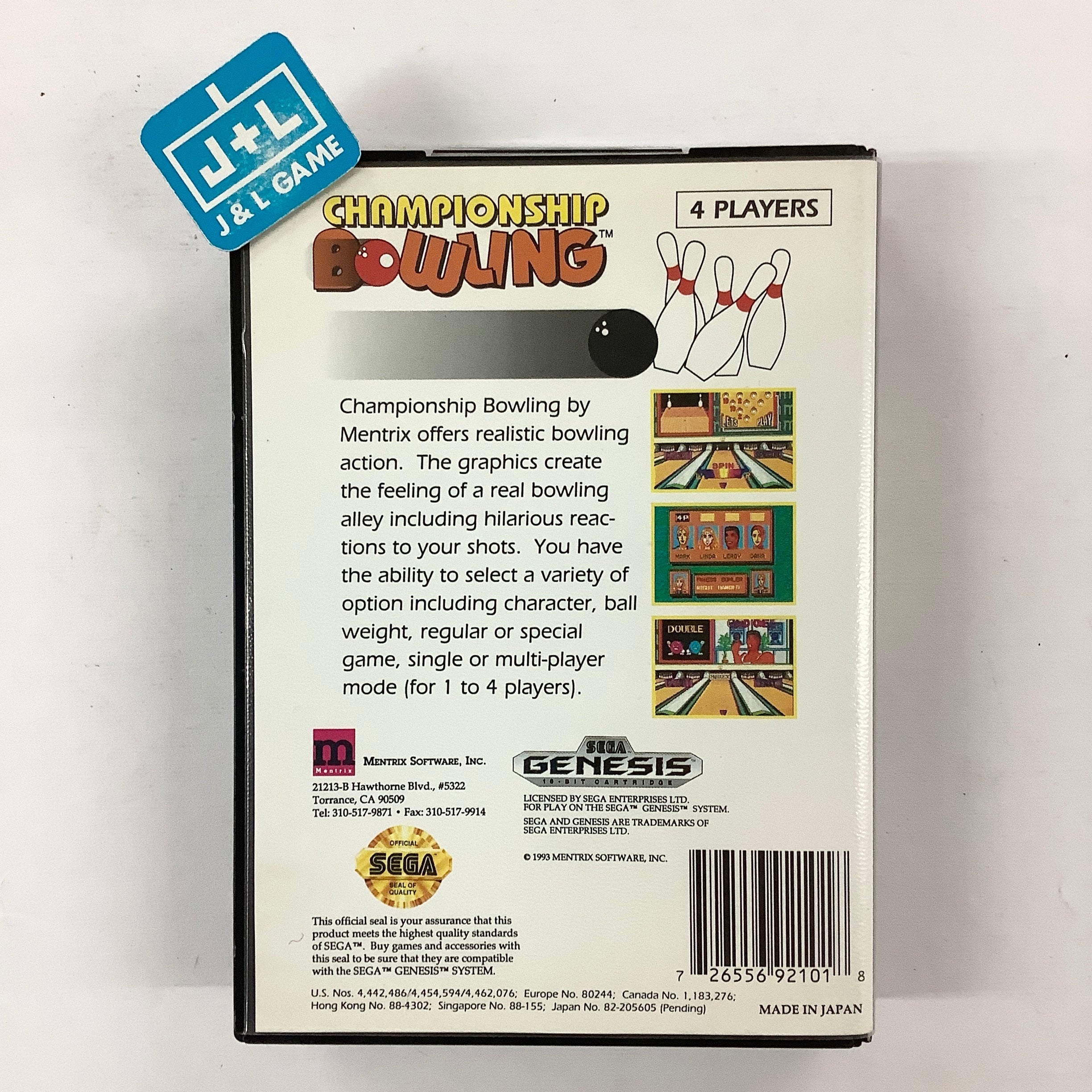 Championship Bowling - (SG) SEGA Genesis [Pre-Owned] Video Games Mentrix Software, Inc.   