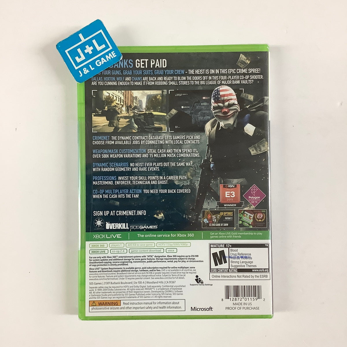 Payday 2 - Xbox 360*** Video Games 505 Games