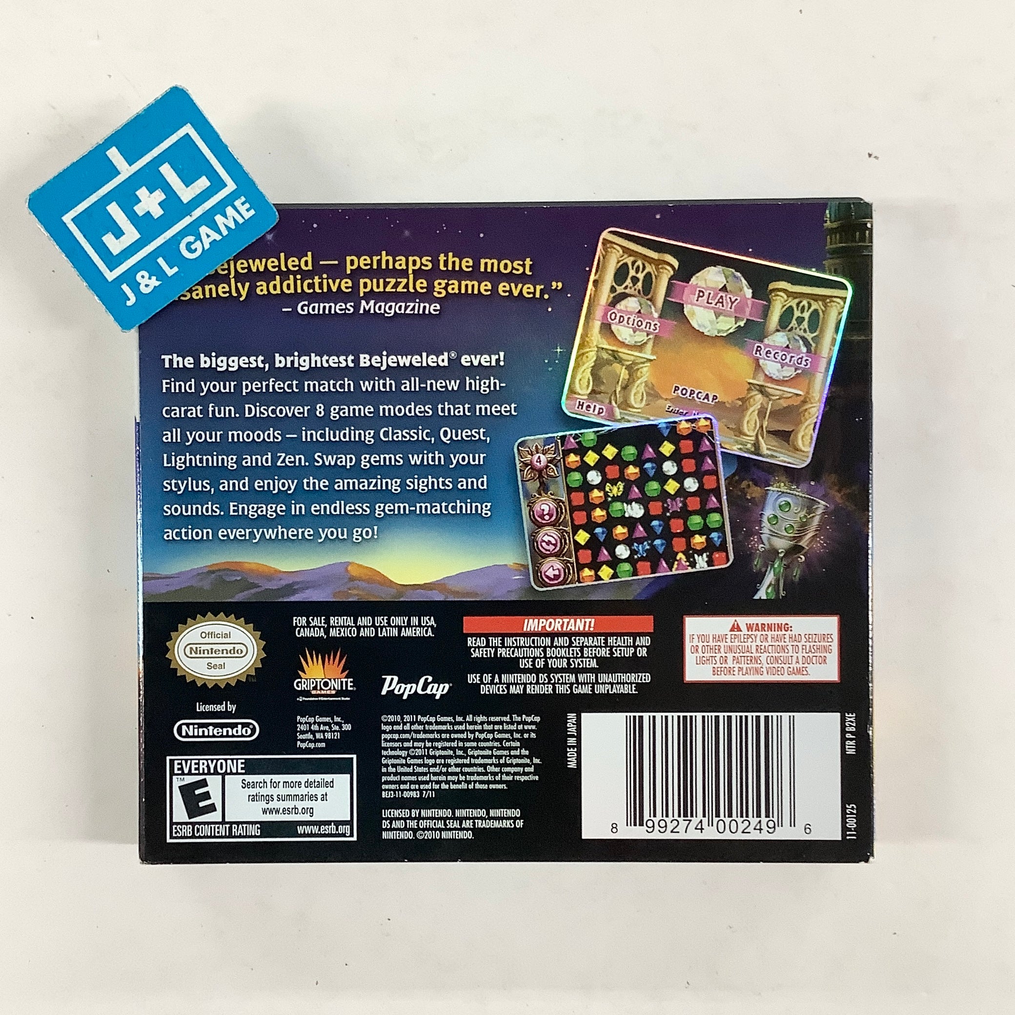 Bejeweled 3 - (NDS) Nintendo DS [Pre-Owned] Video Games PopCap Games