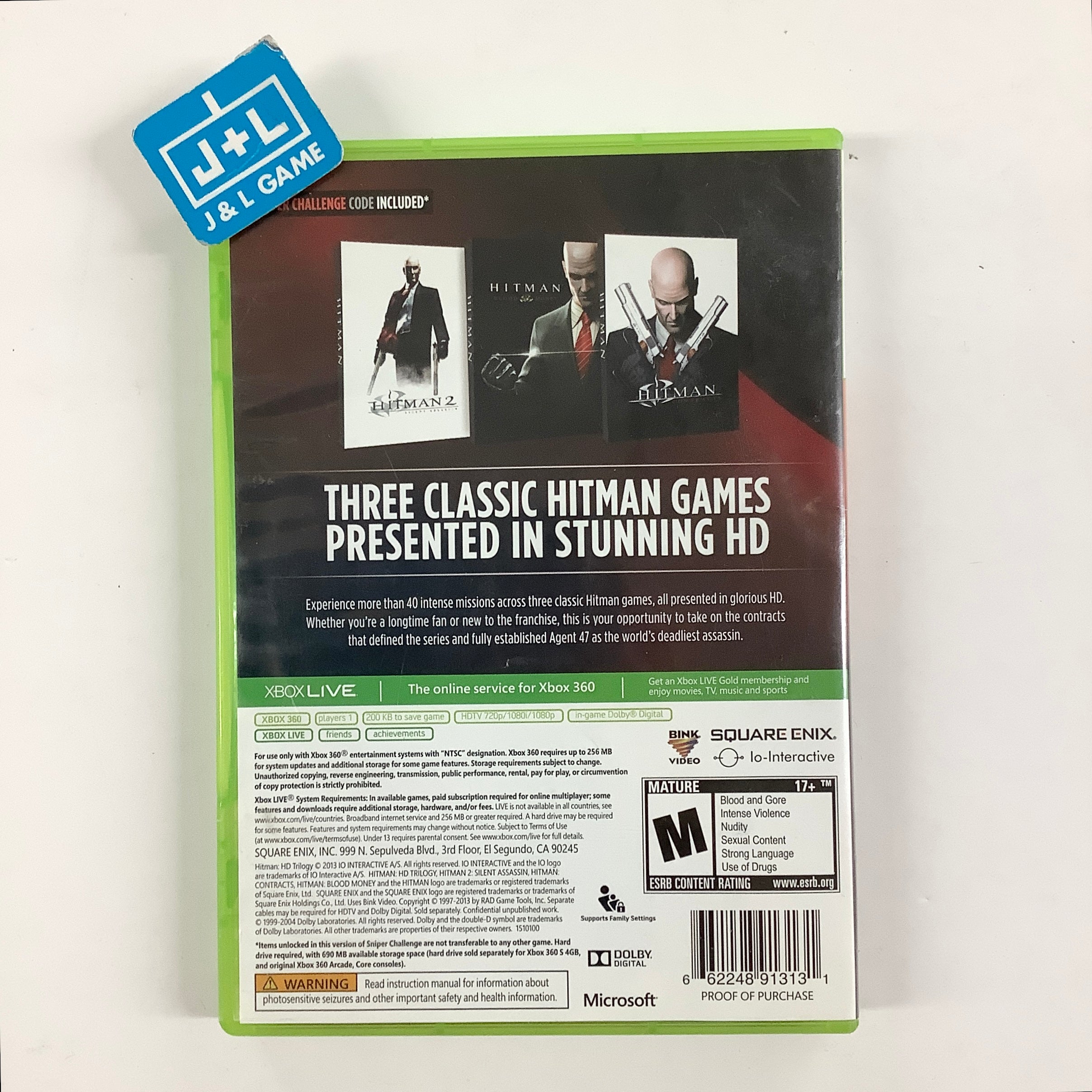Hitman HD Trilogy - Xbox 360 [Pre-Owned] Video Games Square Enix